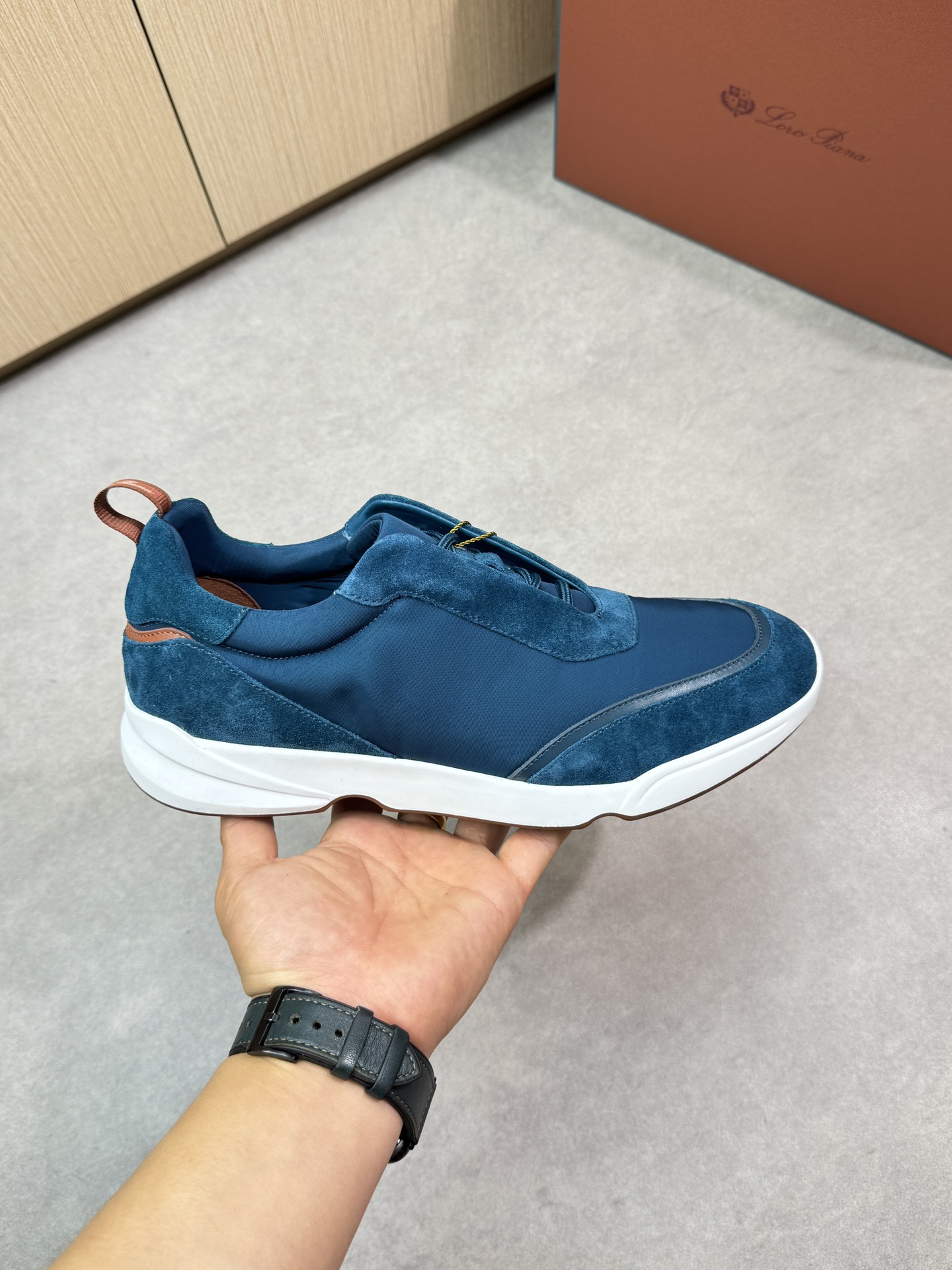 Loro Piana Men's Blue Suede and Canvas Luxury Sneakers, Sizes 39-44 5 i1745081768 9733 3