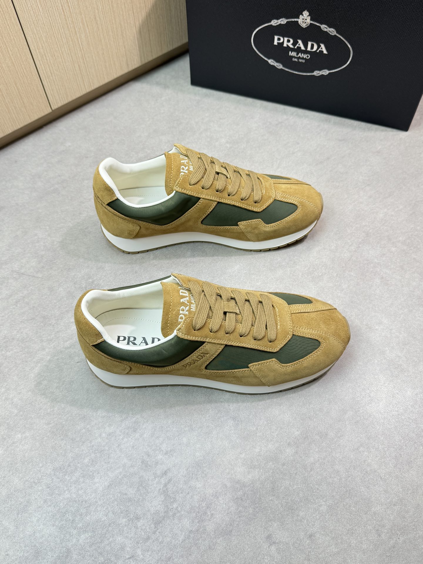 Prada Men's Suede & Canvas Lightweight Casual Sneakers, Sizes 38-44 EU 1 Prada Men's Suede & Canvas Lightweight Casual Sneakers, Sizes 38-44 EU