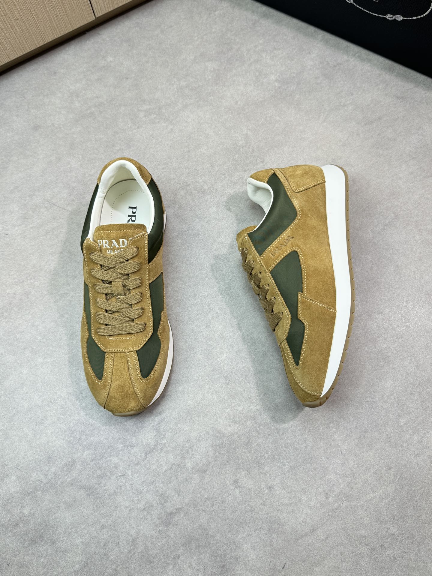 Prada Men's Suede & Canvas Lightweight Casual Sneakers, Sizes 38-44 EU 3 i1745084203 2246 1