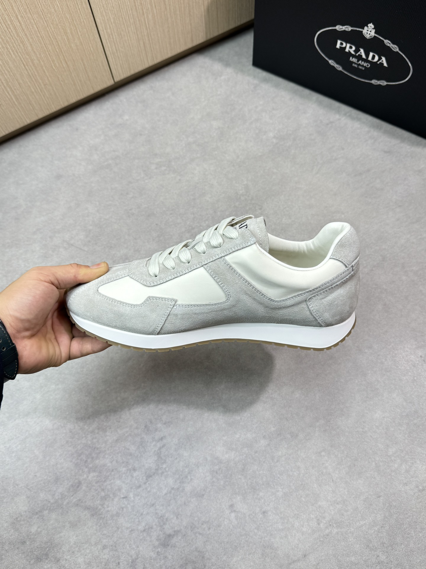 Prada Men's Suede and Canvas Lace-Up Sneakers - Stylish & Comfortable 6 i1745084649 2177 4