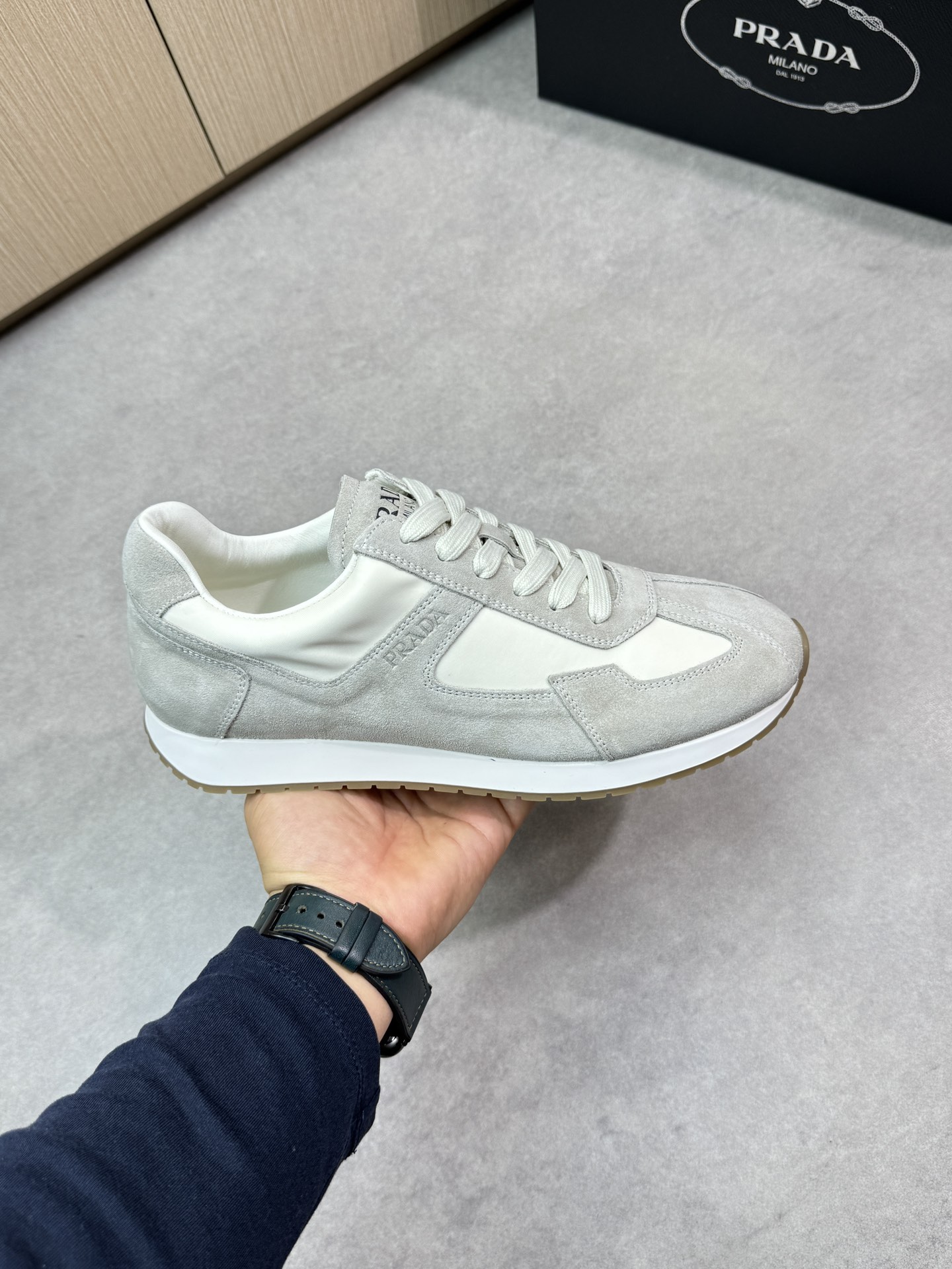 Prada Men's Suede and Canvas Lace-Up Sneakers - Stylish & Comfortable 5 i1745084649 6775 3