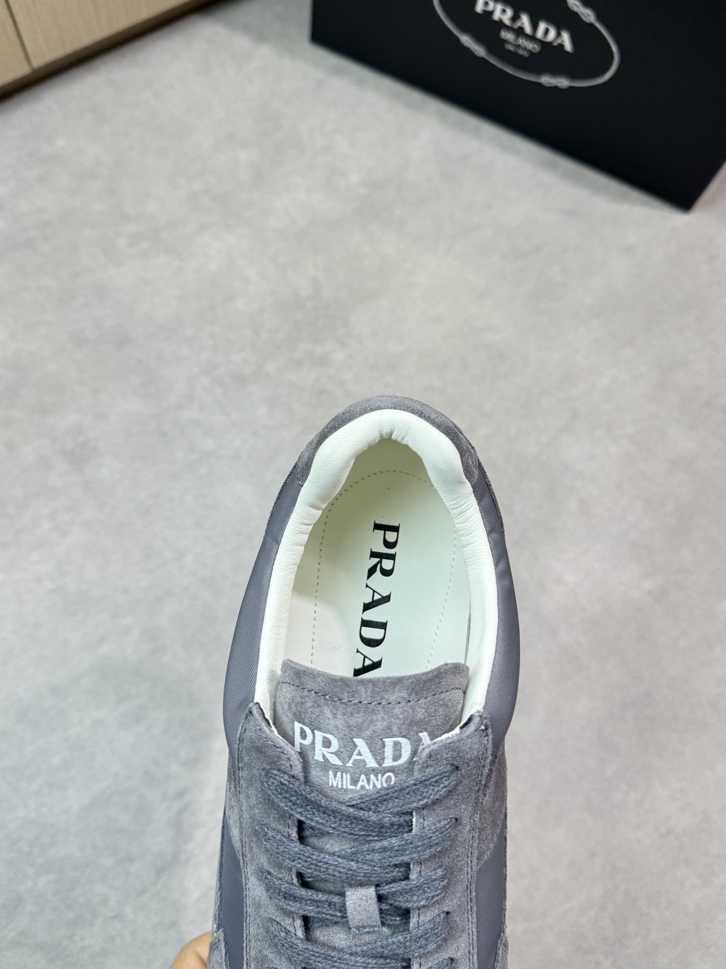 Prada Men's Gray Suede & Canvas Lace-Up Sneakers, Sizes 38-44 8 i1745084664 823 6