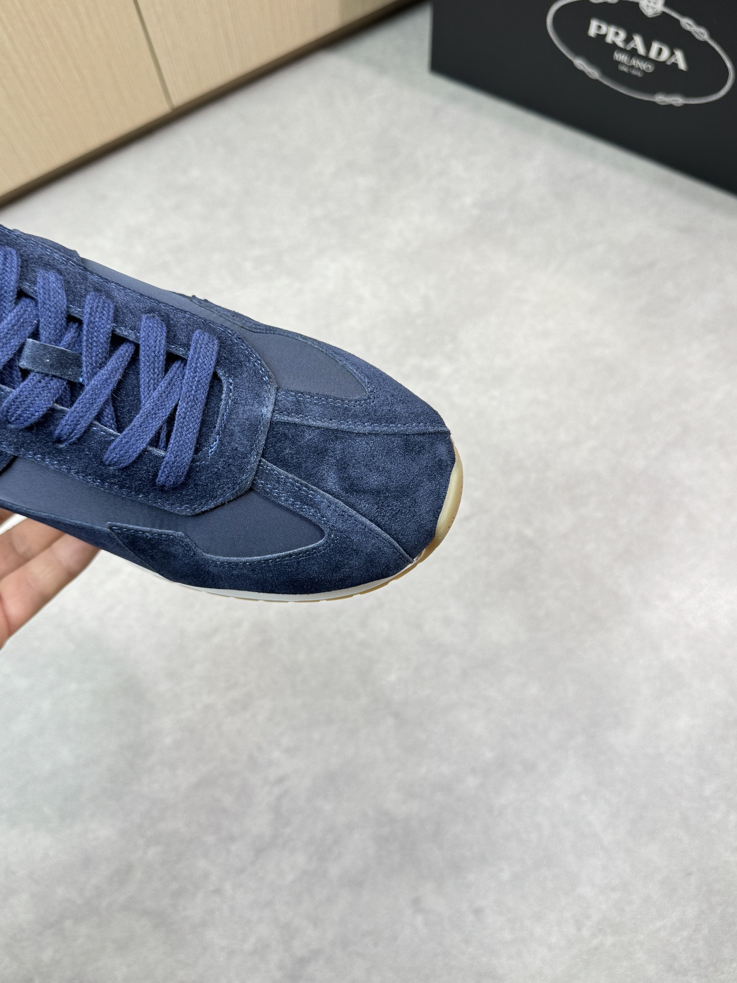 Prada Men's Blue Suede and Canvas Casual Sneakers - Comfortable & Stylish 7 i1745084683 3128 5
