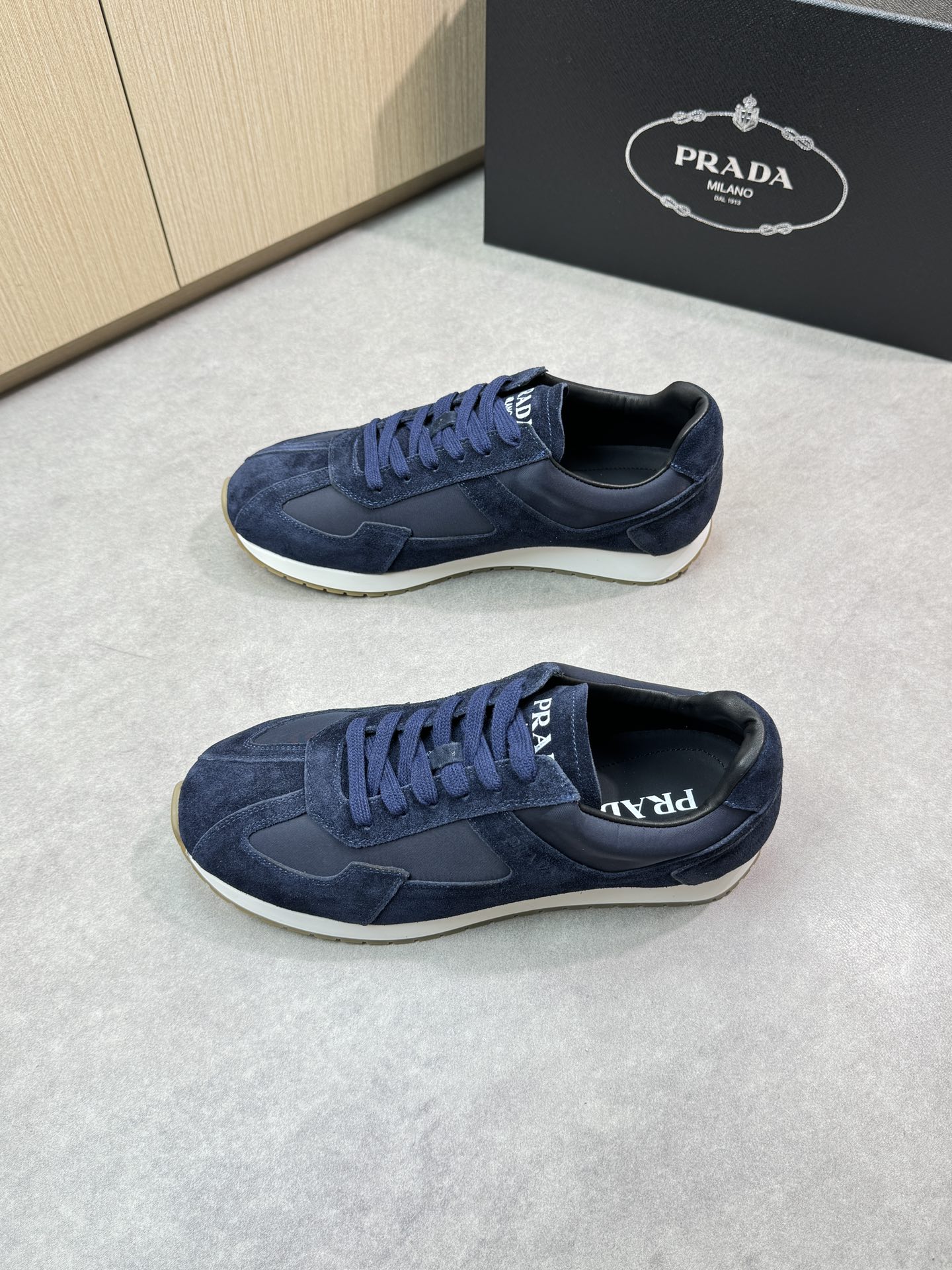 Prada Men's Blue Suede and Canvas Casual Sneakers - Comfortable & Stylish 4 i1745084683 9800 2