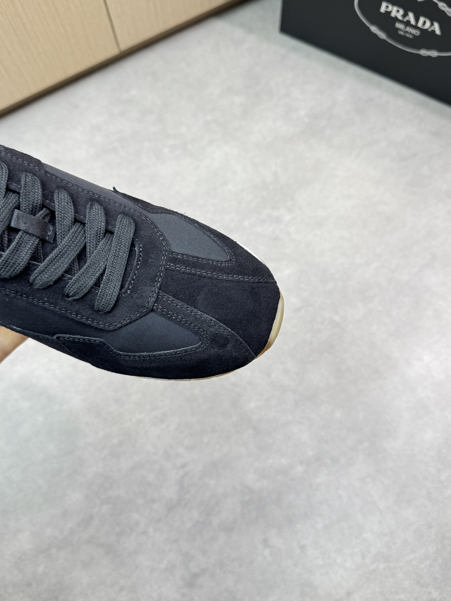 Prada Men's Suede & Canvas Sneakers, Black, Sizes 38-44, Original Quality 7 i1745084697 2950 5