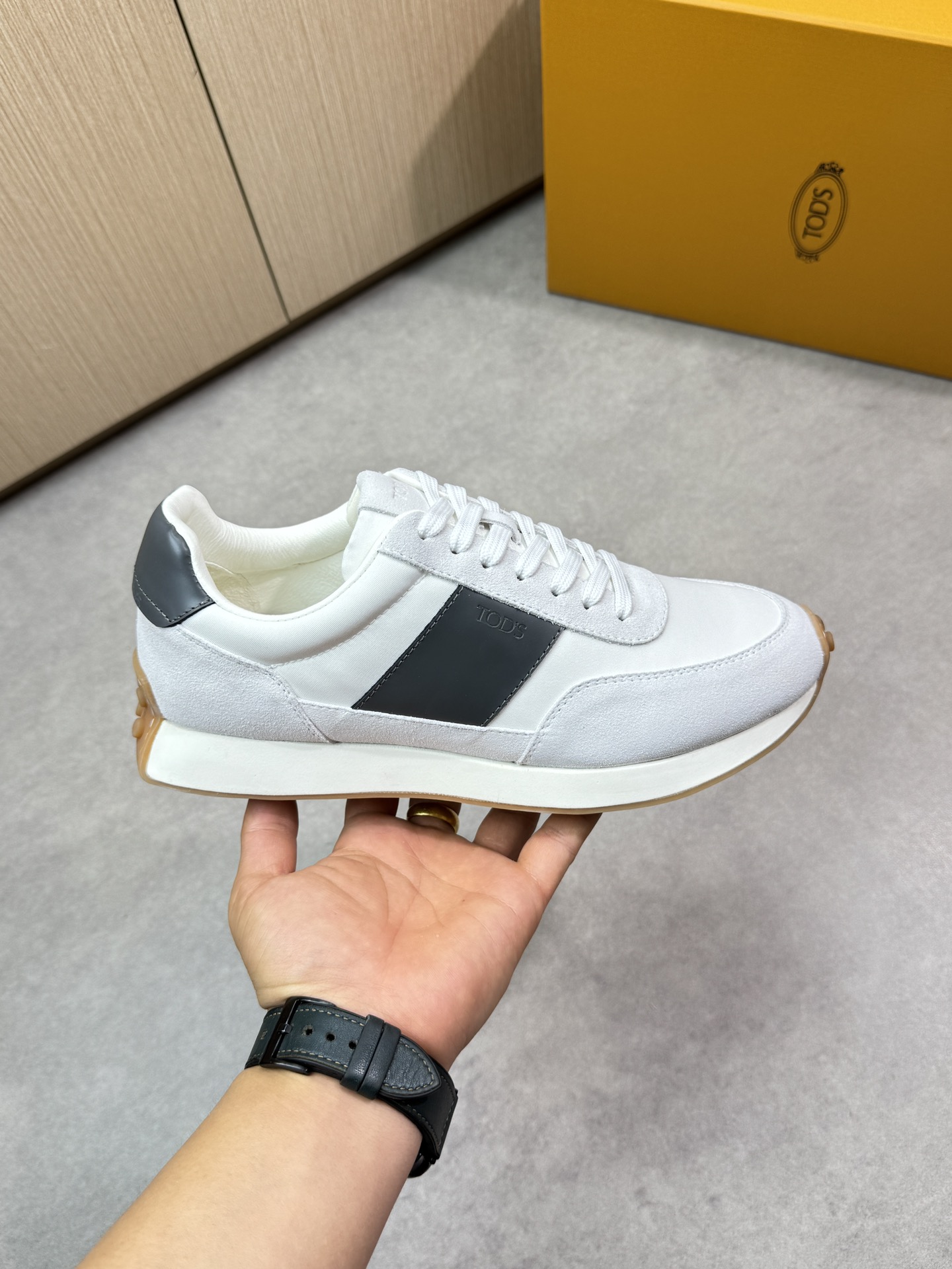 TOD'S Men's White Leather & Suede Lace-Up Sneakers, Casual Comfort Style 5 i1745271755 4775 3