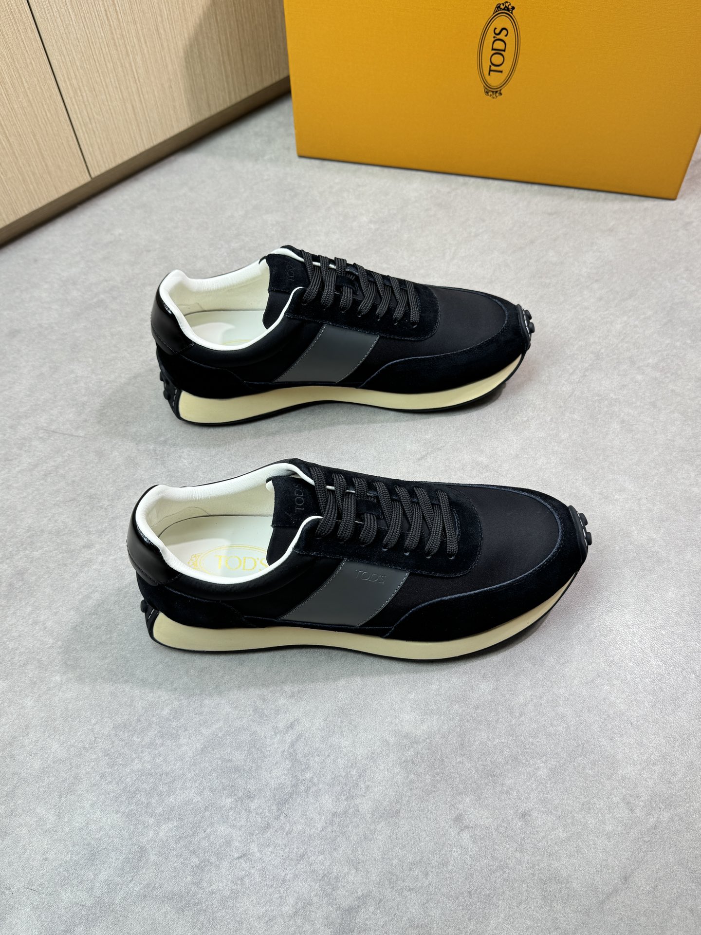 TOD'S Men's Black Leather and Suede Casual Sneakers, Sizes 38-44 1 TOD'S Men's Black Leather and Suede Casual Sneakers, Sizes 38-44
