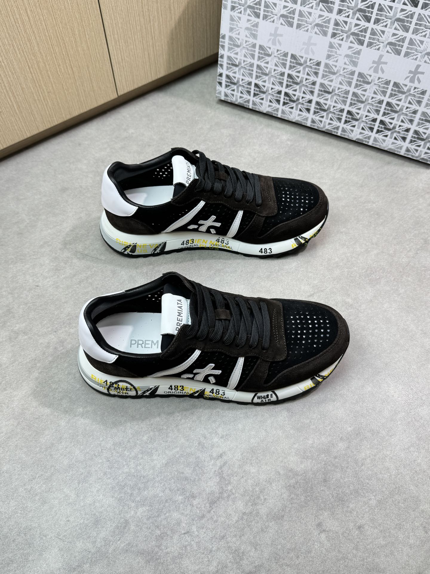 NO:280021,【PREMIATA】Premiata - High-end quality original single casual sneakers - Upper reverse velvet calfskin, perforated reverse velvet calfskin, shoe body sewing brand 