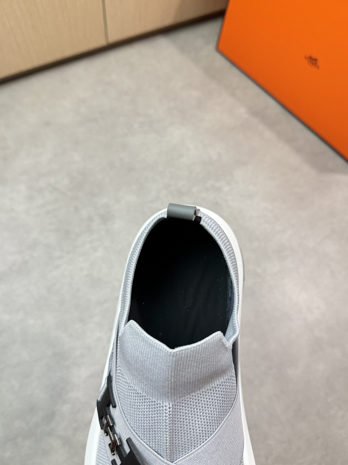 Hermes Men's Gray Knit Slip-On Sneakers with Logo Accent - Sizes 39-44 8 i1746467950 309 6
