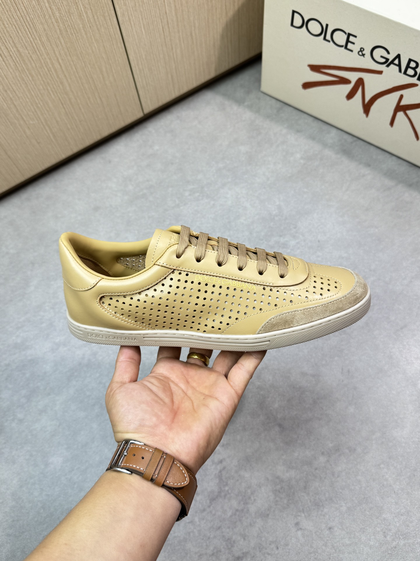 Dolce&Gabbana Leather Sneakers Casual Shoes for Men, Beige, Size 39-44 5 i1746551961 1378 3
