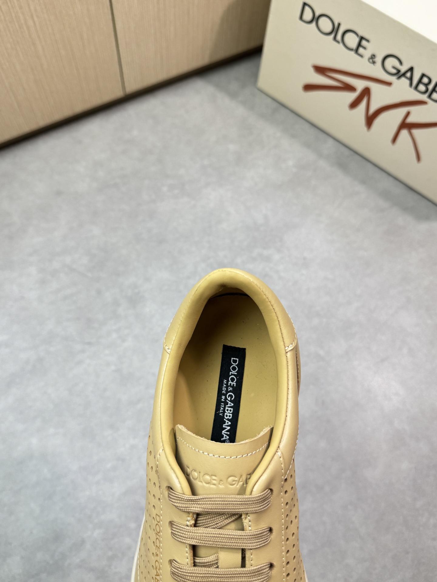 Dolce&Gabbana Leather Sneakers Casual Shoes for Men, Beige, Size 39-44 8 i1746551961 8388 6
