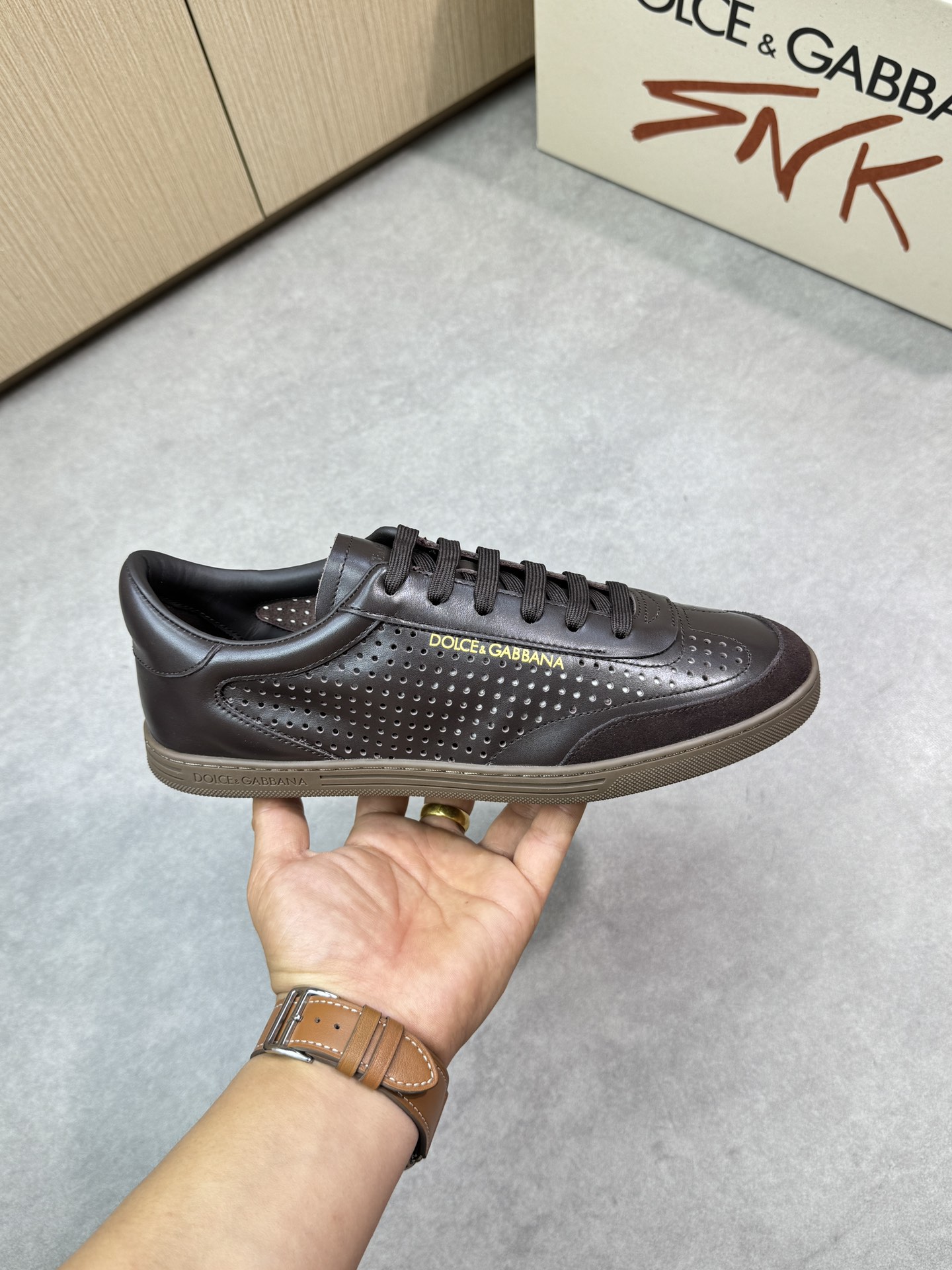 Dolce&Gabbana Leather Sneaker, Brown, Men, Size 39-44 5 i1746551997 1805 3