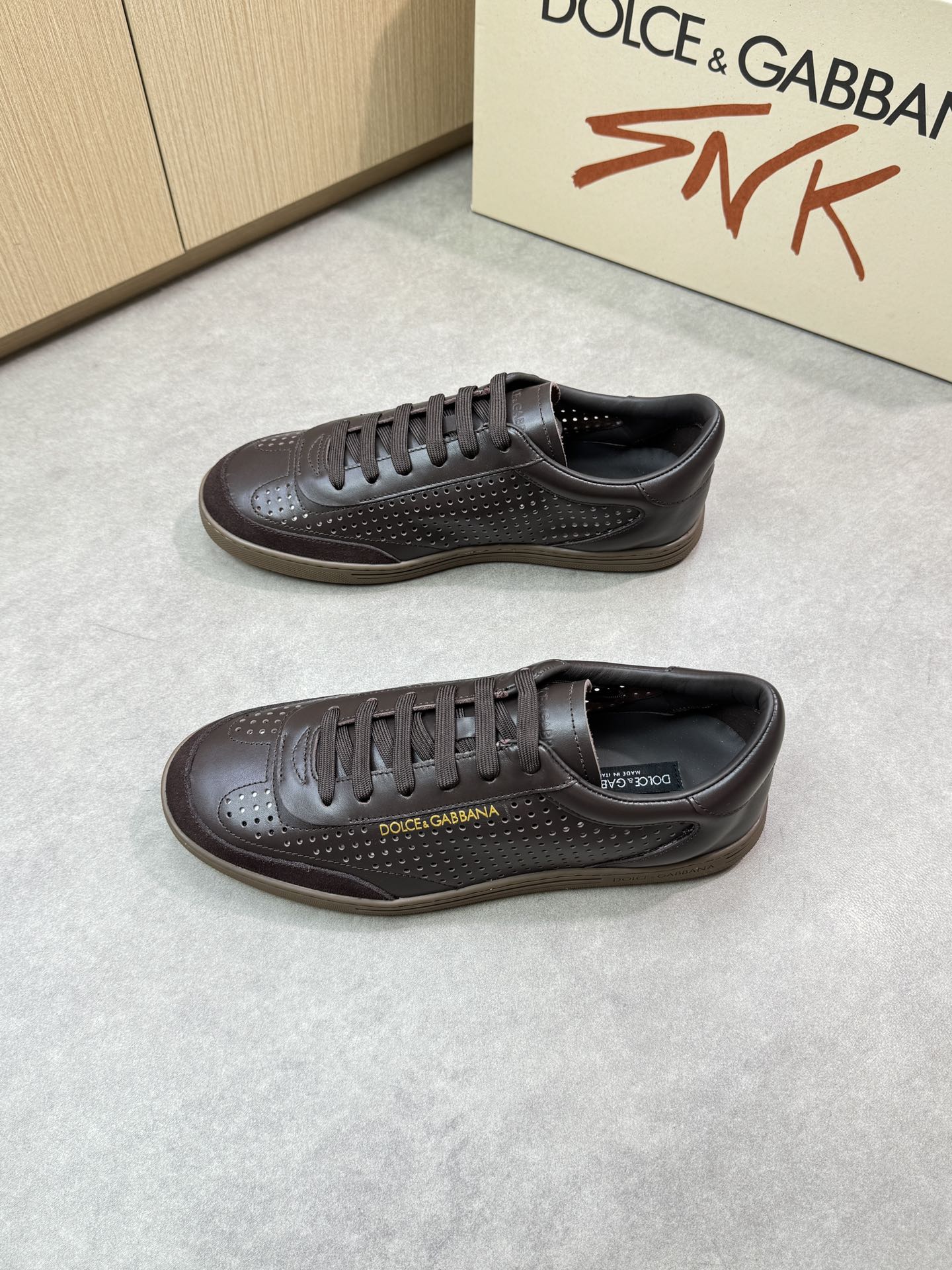 Dolce&Gabbana Leather Sneaker, Brown, Men, Size 39-44 4 i1746551997 5444 2