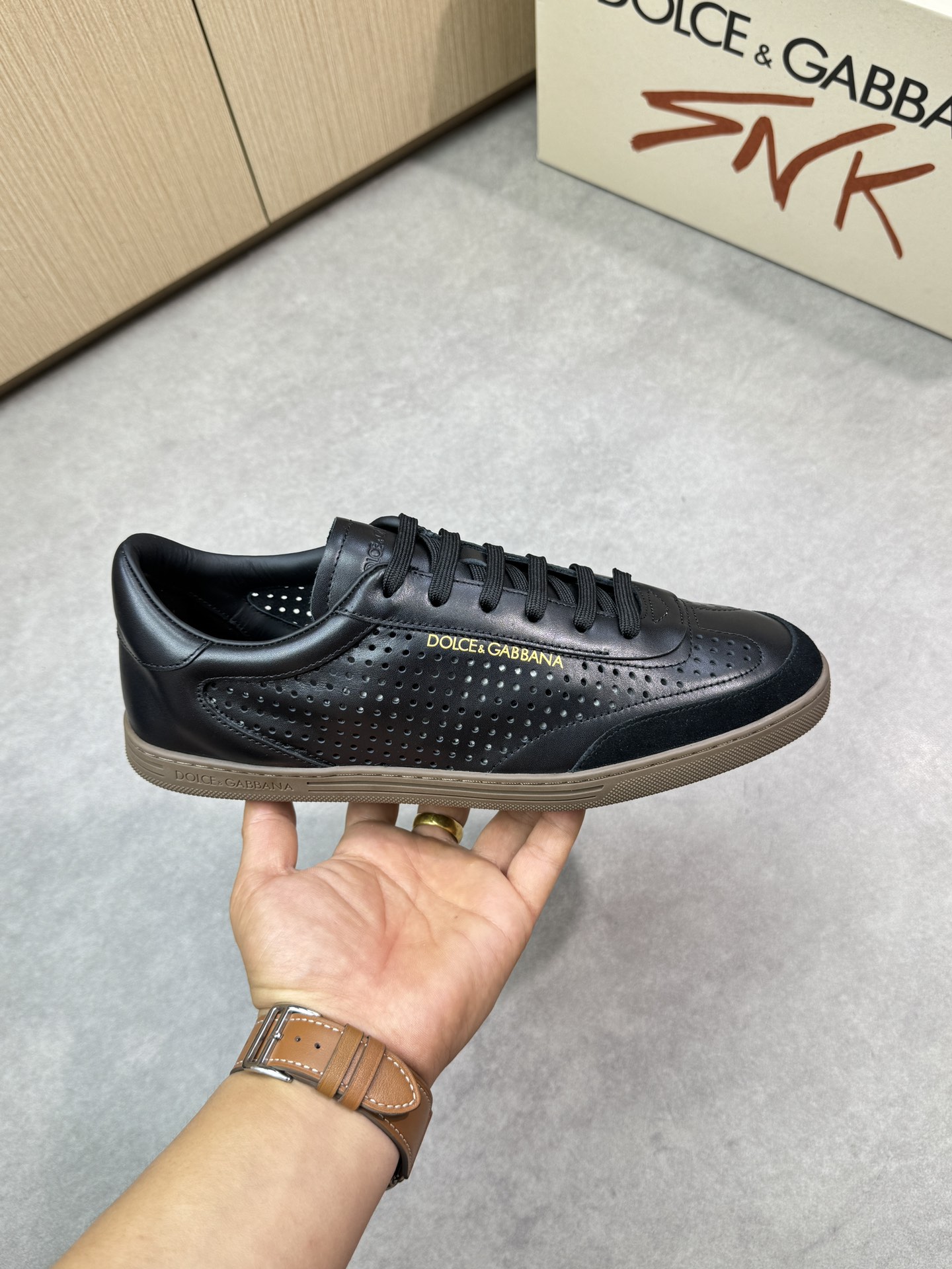 Dolce & Gabbana Men's Leather Perforated Lace Up Sneakers 5 i1746552042 8113 3