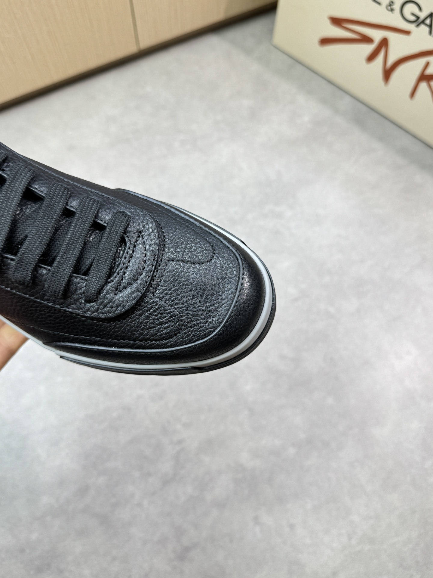 Dolce&Gabbana Men's Leather Sneakers Low Top Casual Shoes, Black, Size 39-44 7 i1746552741 2445 5