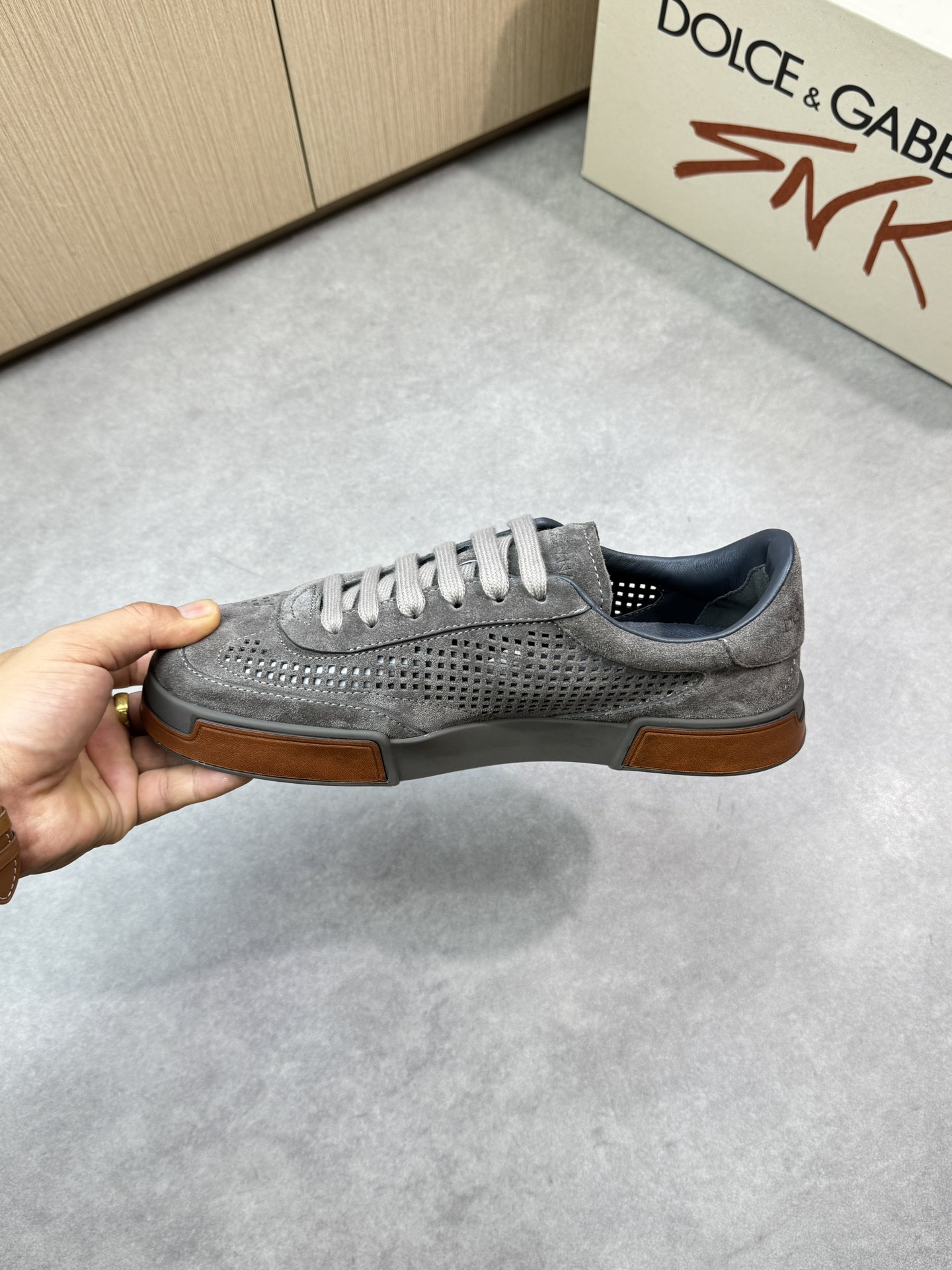 Dolce&Gabbana Men's Suede Leather Perforated Sneakers - Casual Style 6 i1746553086 5032 4