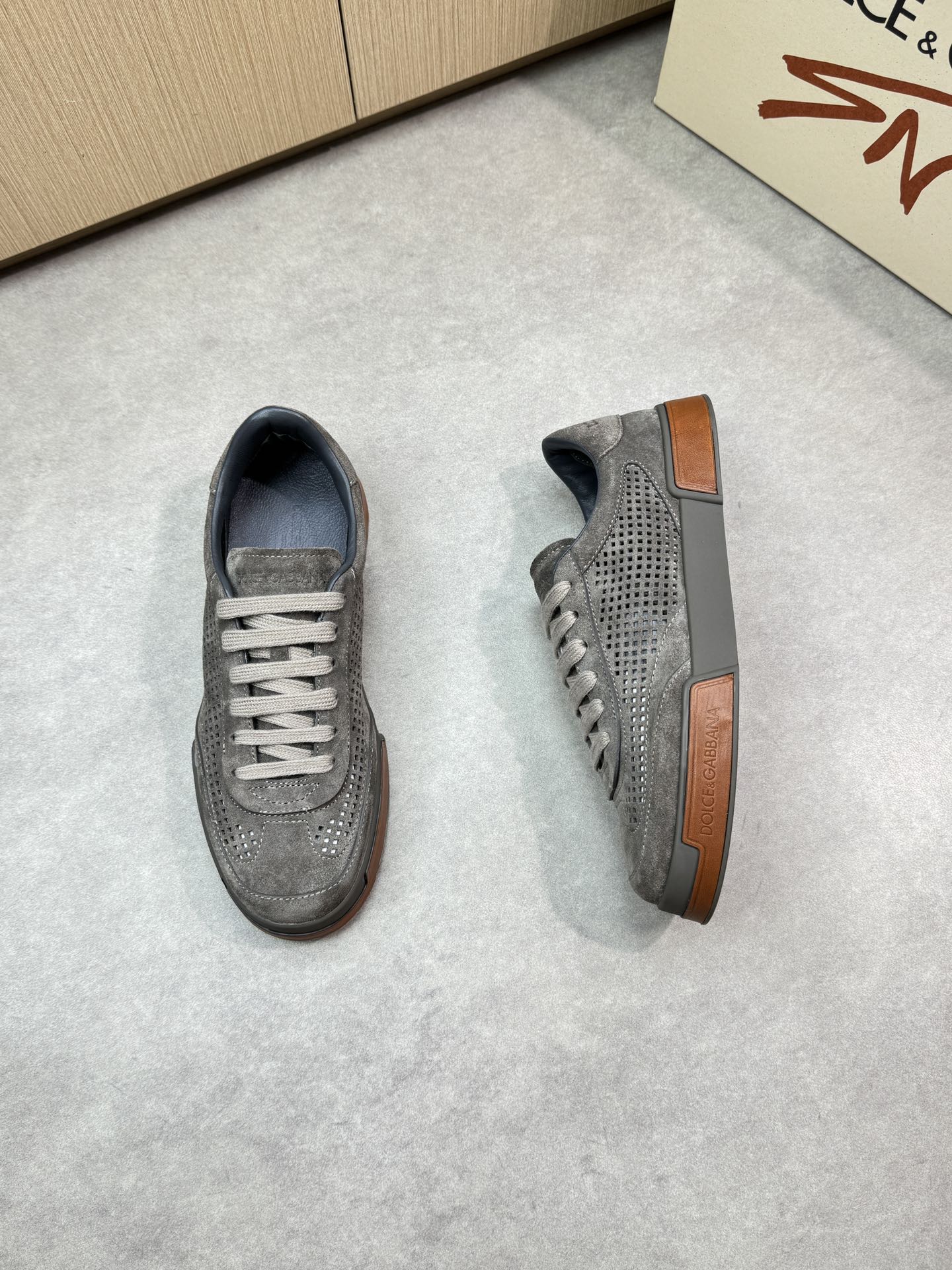 Dolce&Gabbana Men's Suede Leather Perforated Sneakers - Casual Style 3 i1746553086 5097 1