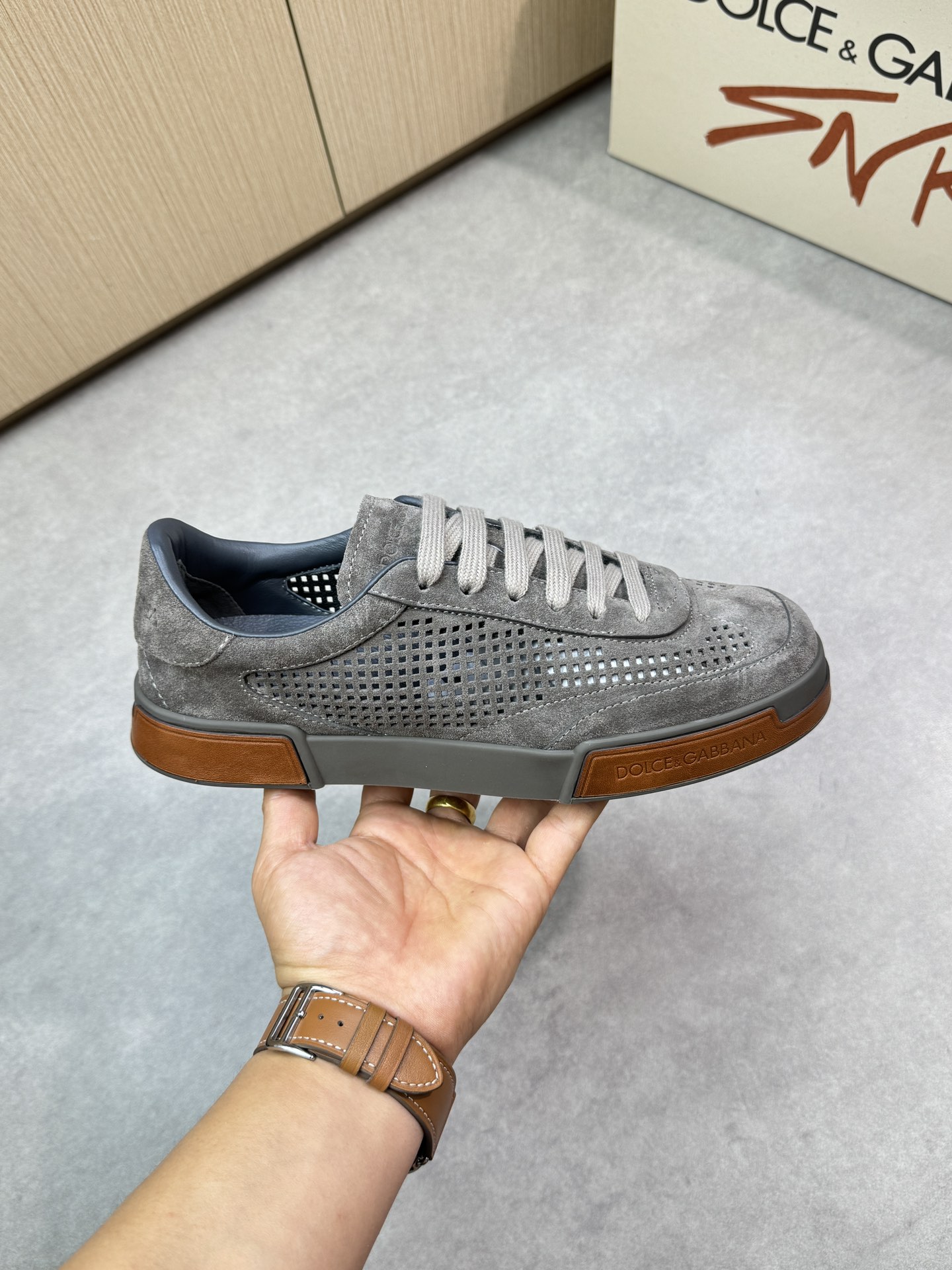 Dolce&Gabbana Men's Suede Leather Perforated Sneakers - Casual Style 5 i1746553086 5647 3