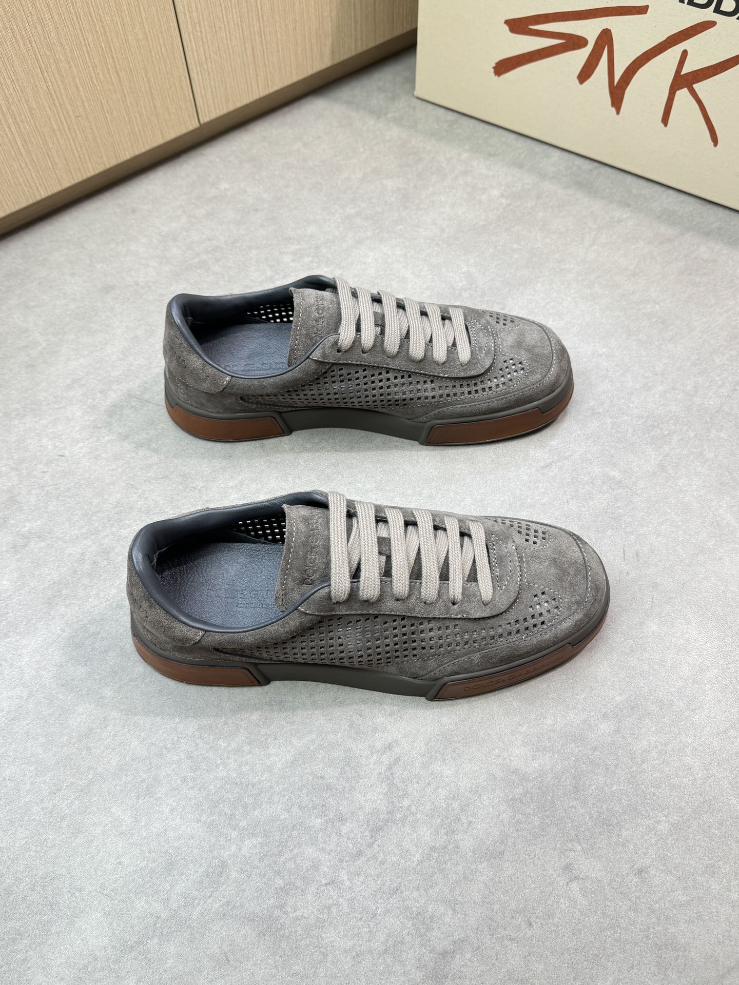 Dolce&Gabbana Men's Suede Leather Perforated Sneakers - Casual Style 2 i1746553086 6030 0