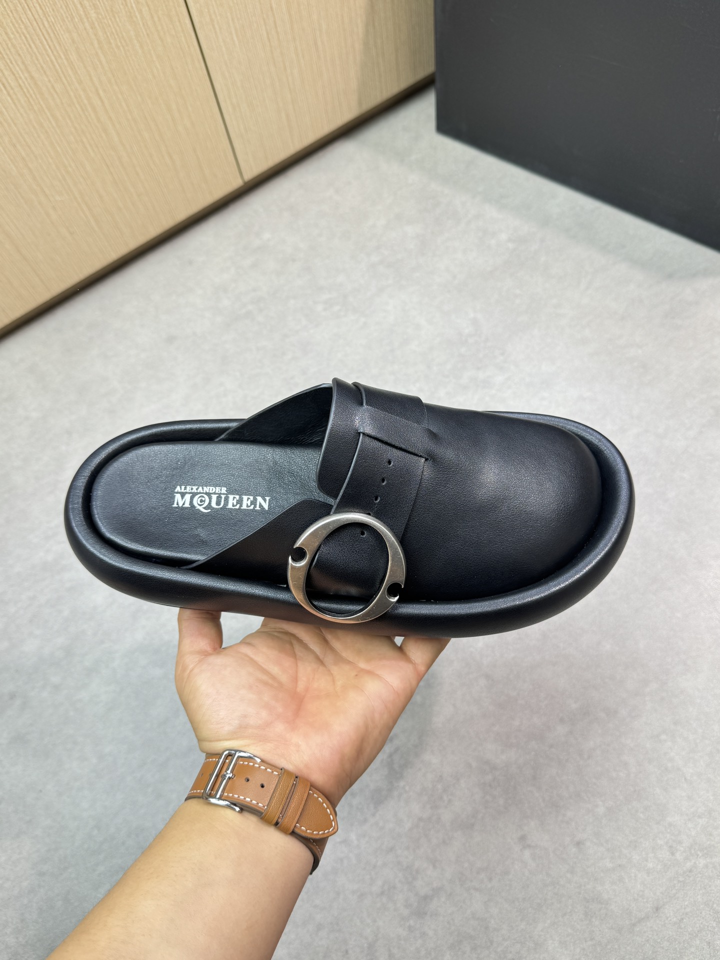 Alexander McQueen Leather Mules with Metal Buckle Detail - Premium Quality 5 i1746553583 1087 3