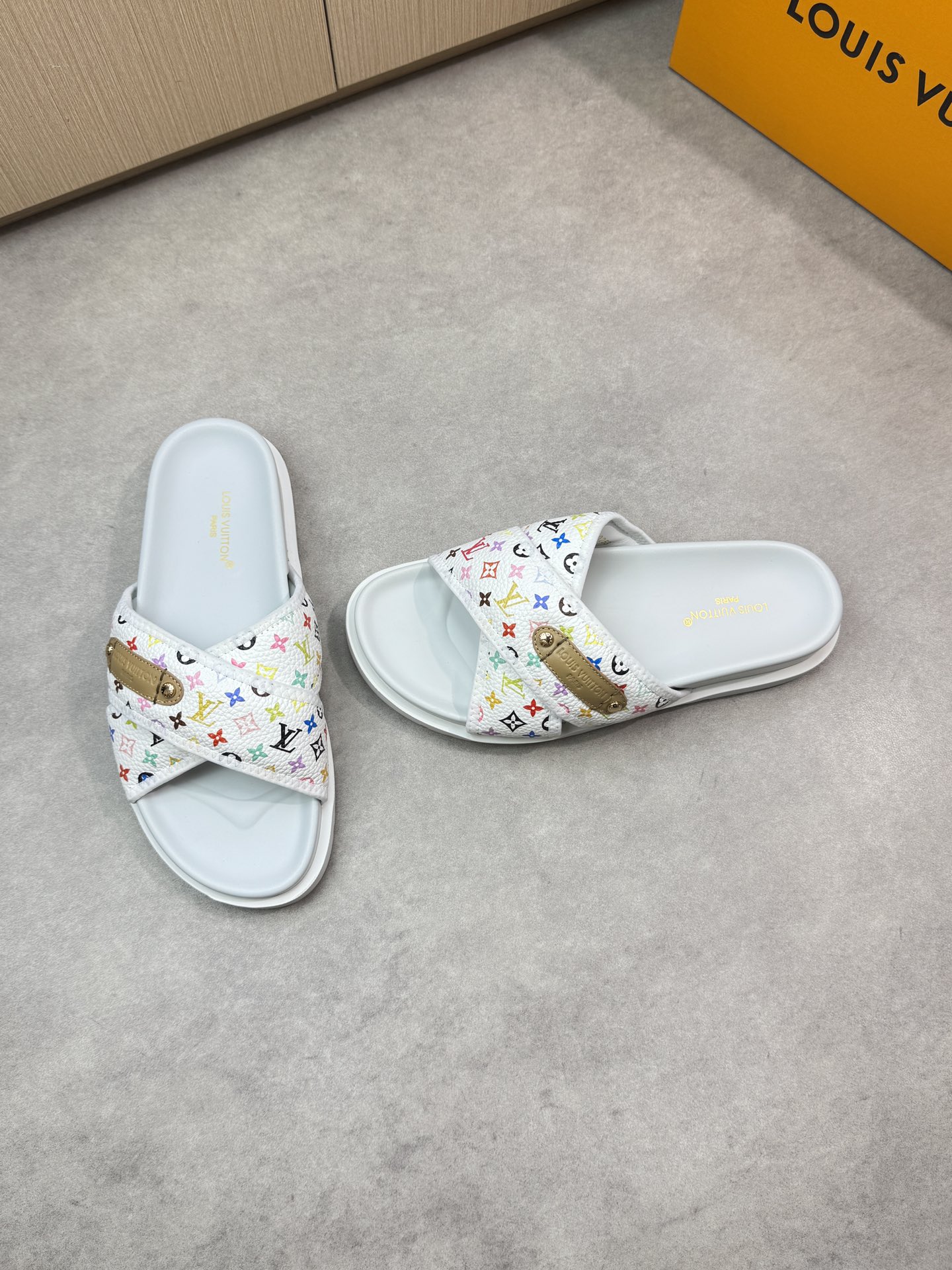Louis Vuitton Women's White Monogram Canvas Cross Strap Flat Sandals Slides 3 i1746637264 3749 1