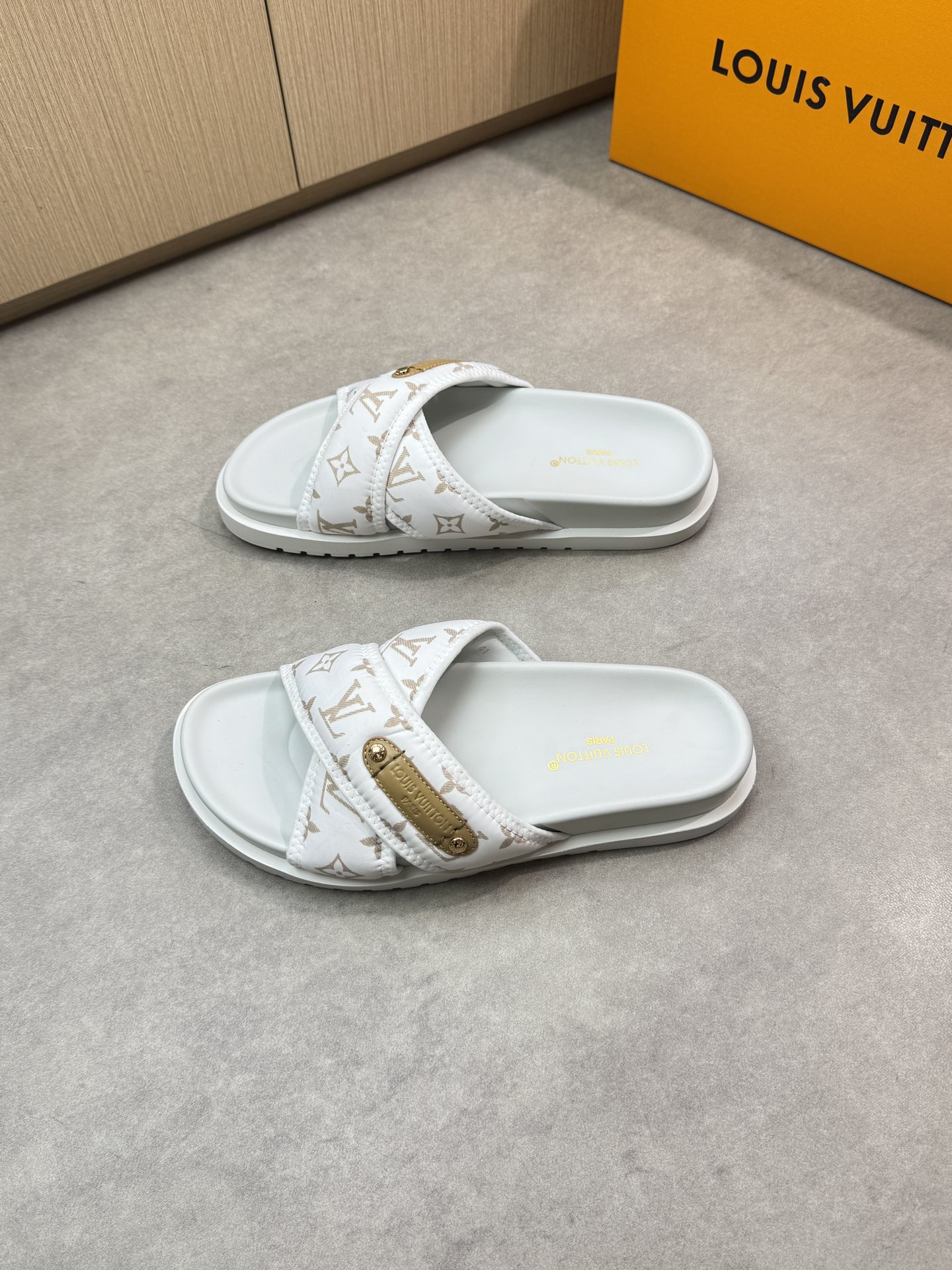 Louis Vuitton Women's Sandal Cross Strap Luxury Slide White, Sizes 39-44 4 i1746637743 1239 2