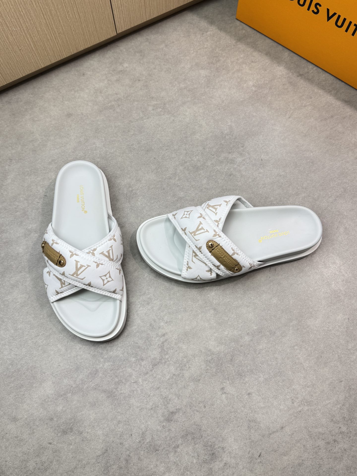 Louis Vuitton Women's Sandal Cross Strap Luxury Slide White, Sizes 39-44 3 i1746637743 3941 1