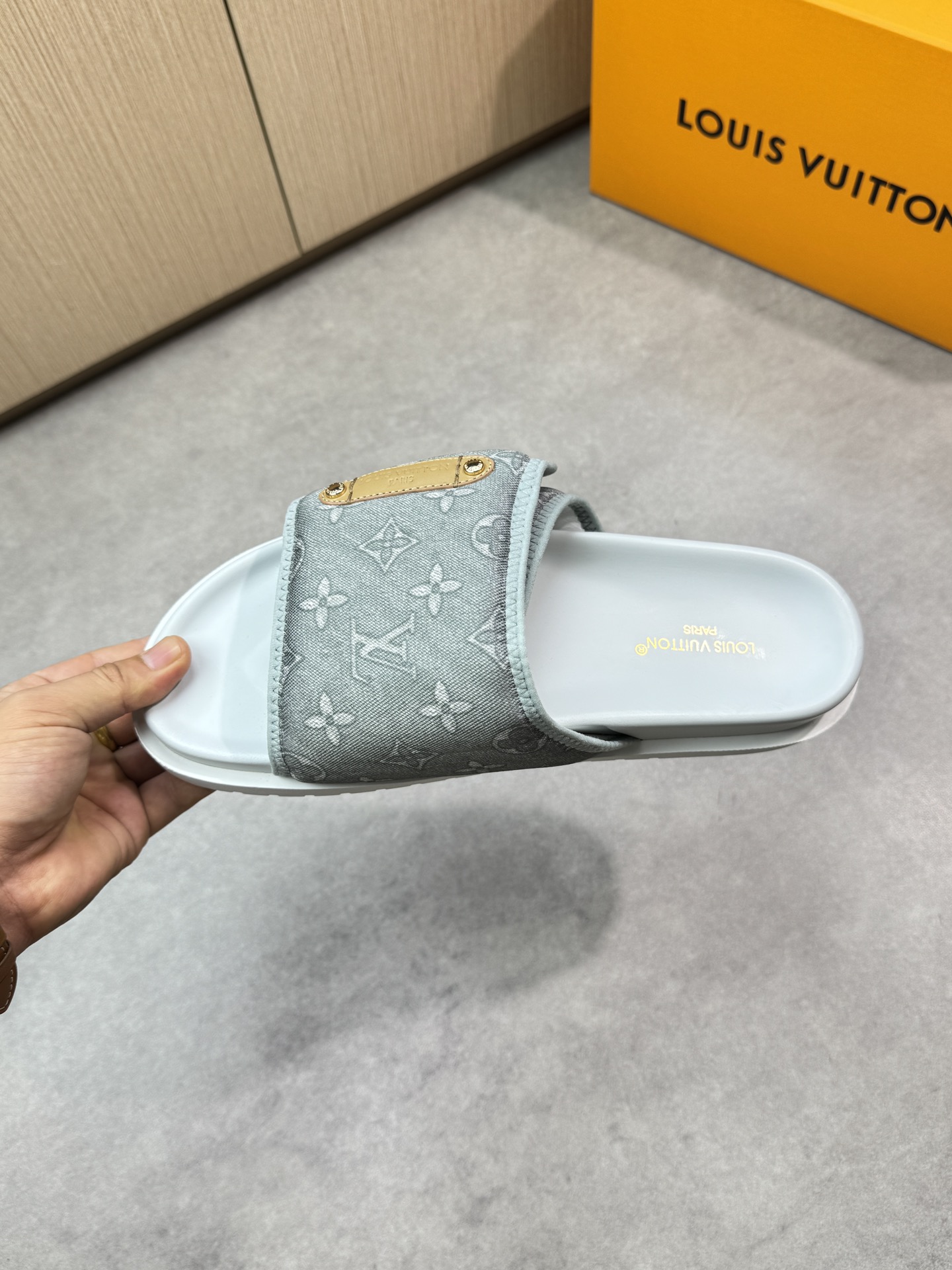 Louis Vuitton Monogram Fabric Summer Beach Slide Sandals for Men (Gray) 6 i1746638169 4769 4
