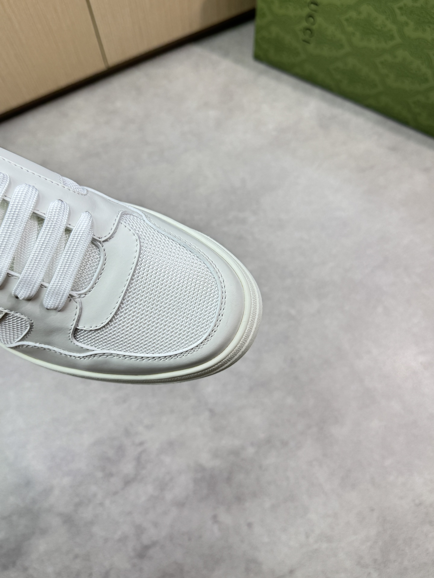Gucci Men's White Leather and Canvas Ace Sneakers- Luxury Quality 7 i1746726363 3270 5