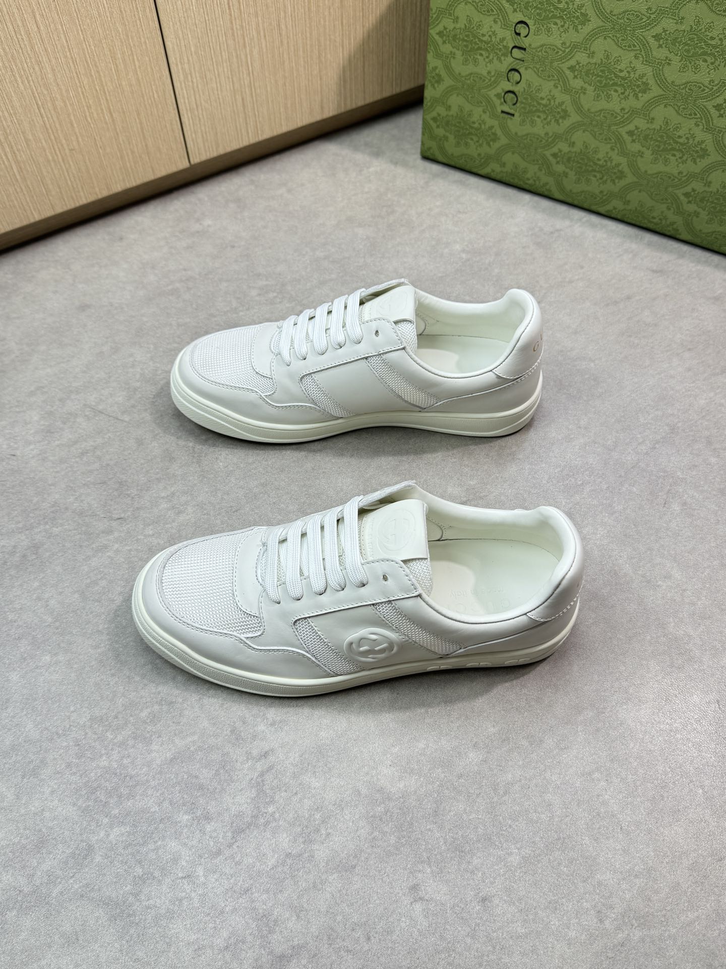 Gucci Men's White Leather and Canvas Ace Sneakers- Luxury Quality 4 i1746726363 6412 2