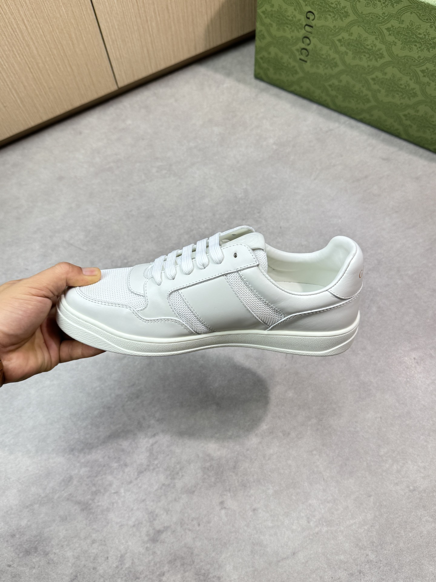 Gucci Men's White Leather and Canvas Ace Sneakers- Luxury Quality 6 i1746726363 6555 4