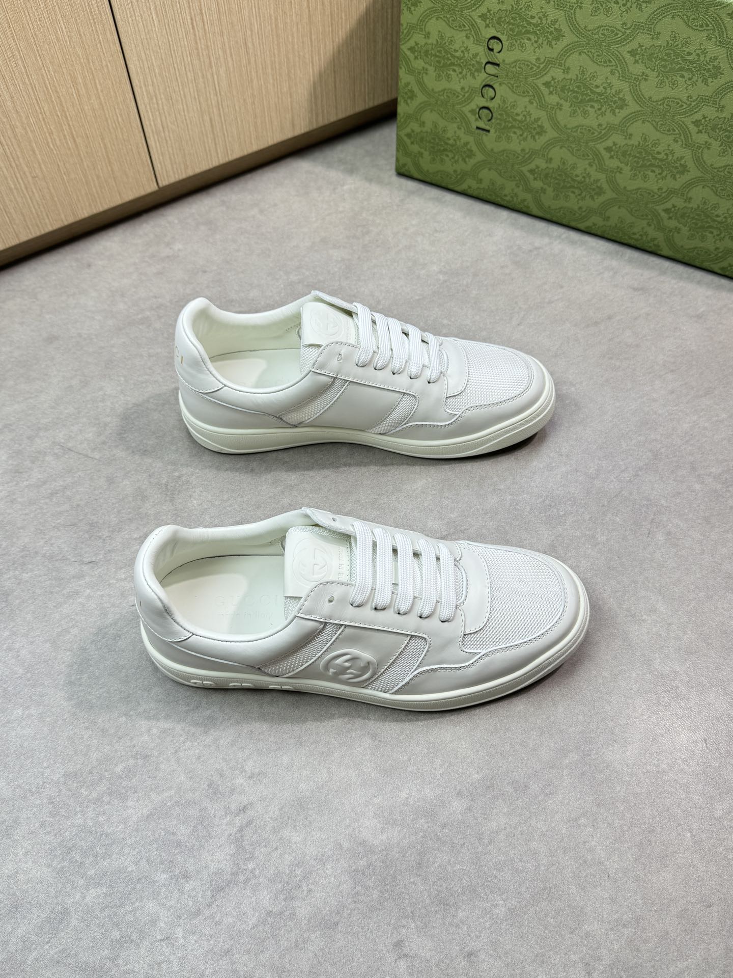 Gucci Men's White Leather and Canvas Ace Sneakers- Luxury Quality 2 i1746726363 7572 0