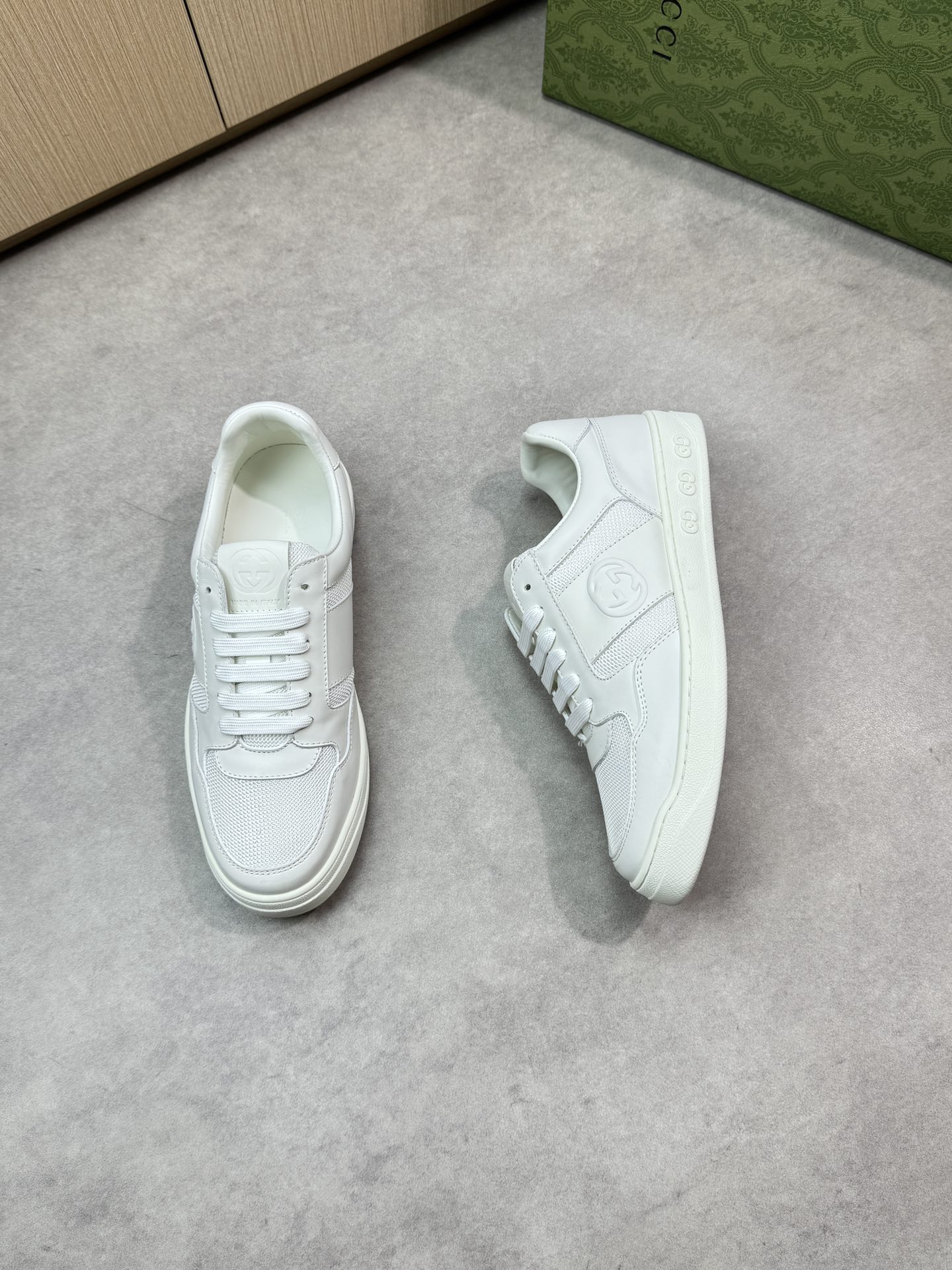 Gucci Men's White Leather and Canvas Ace Sneakers- Luxury Quality 3 i1746726363 829 1
