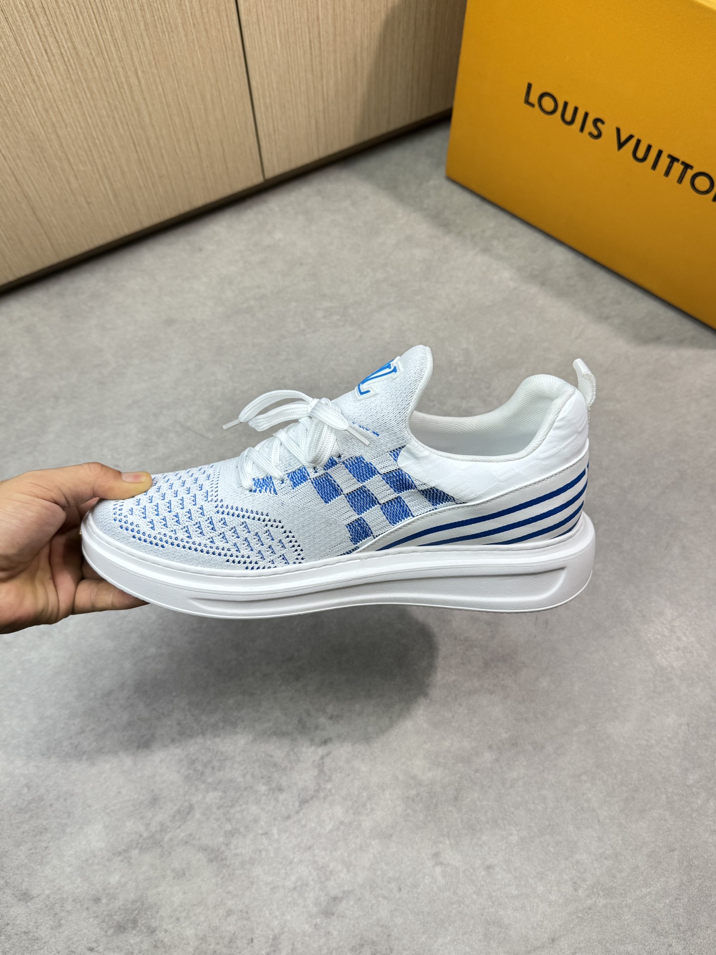 Louis Vuitton Men's Blue & White Knit Sneakers - High Quality, Size 39-44 6 i1746726843 189 4