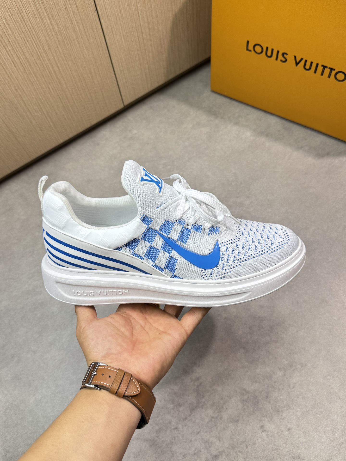 Louis Vuitton Men's Blue & White Knit Sneakers - High Quality, Size 39-44 5 i1746726843 7670 3