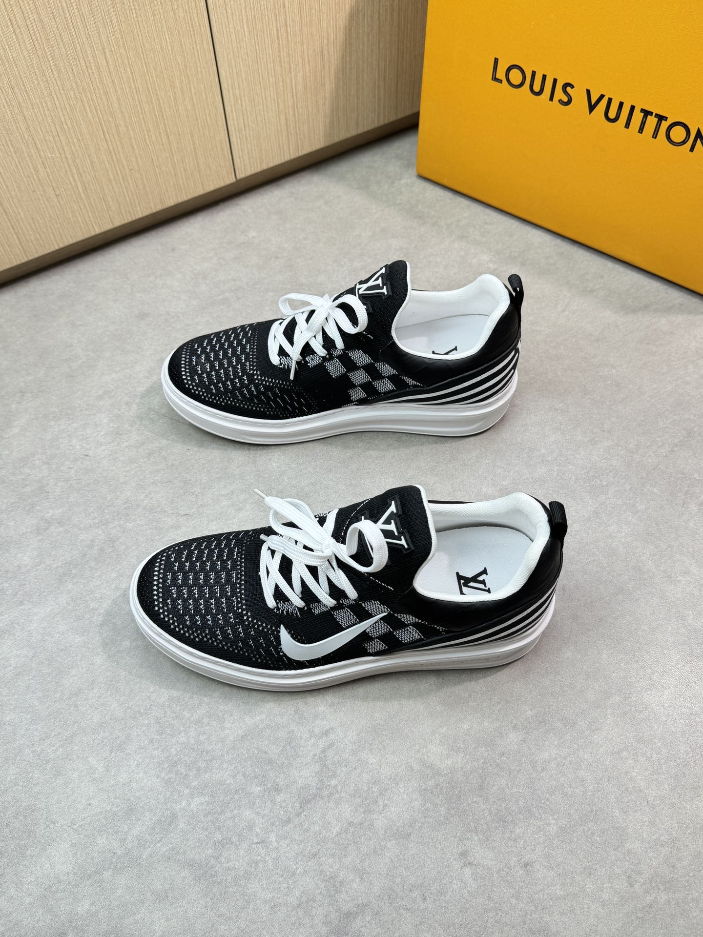 Louis Vuitton Men's Black Knit Sneakers With LV Logo, Size 39-44 4 i1746726877 9168 2