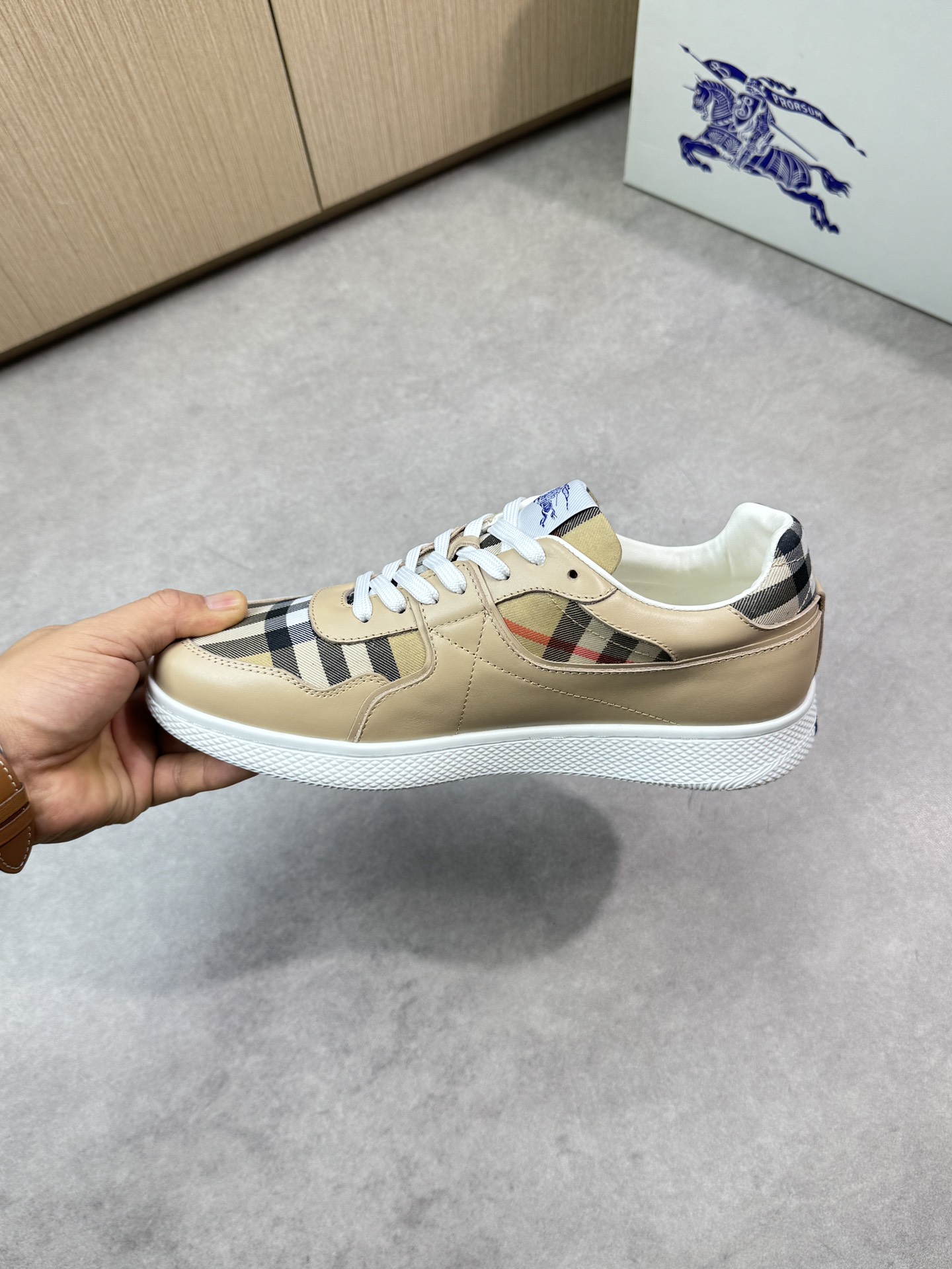 Burberry Men's Check Leather Trim Sneakers Casual Shoes 6 i1746982975 1957 4