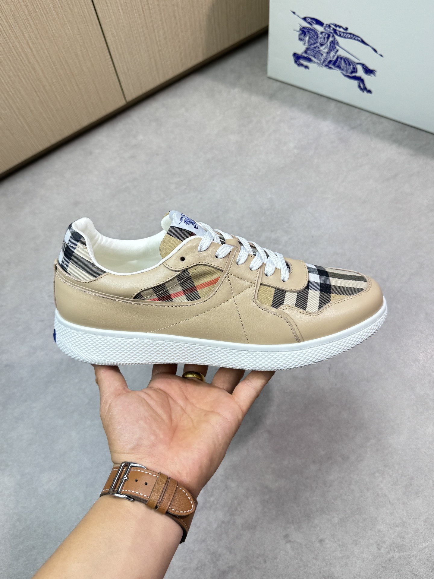 Burberry Men's Check Leather Trim Sneakers Casual Shoes 5 i1746982975 3521 3