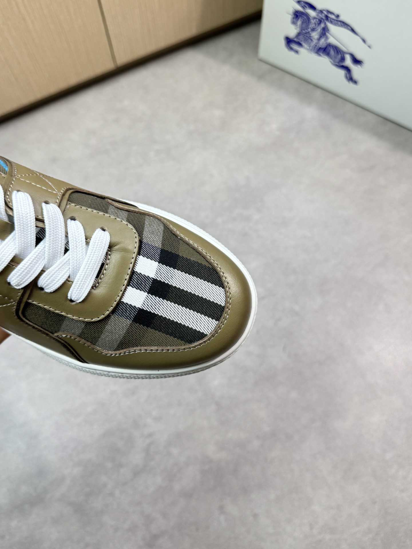 Burberry Men's Grainy Leather and Check Cotton Sneakers 7 i1746982988 7561 5