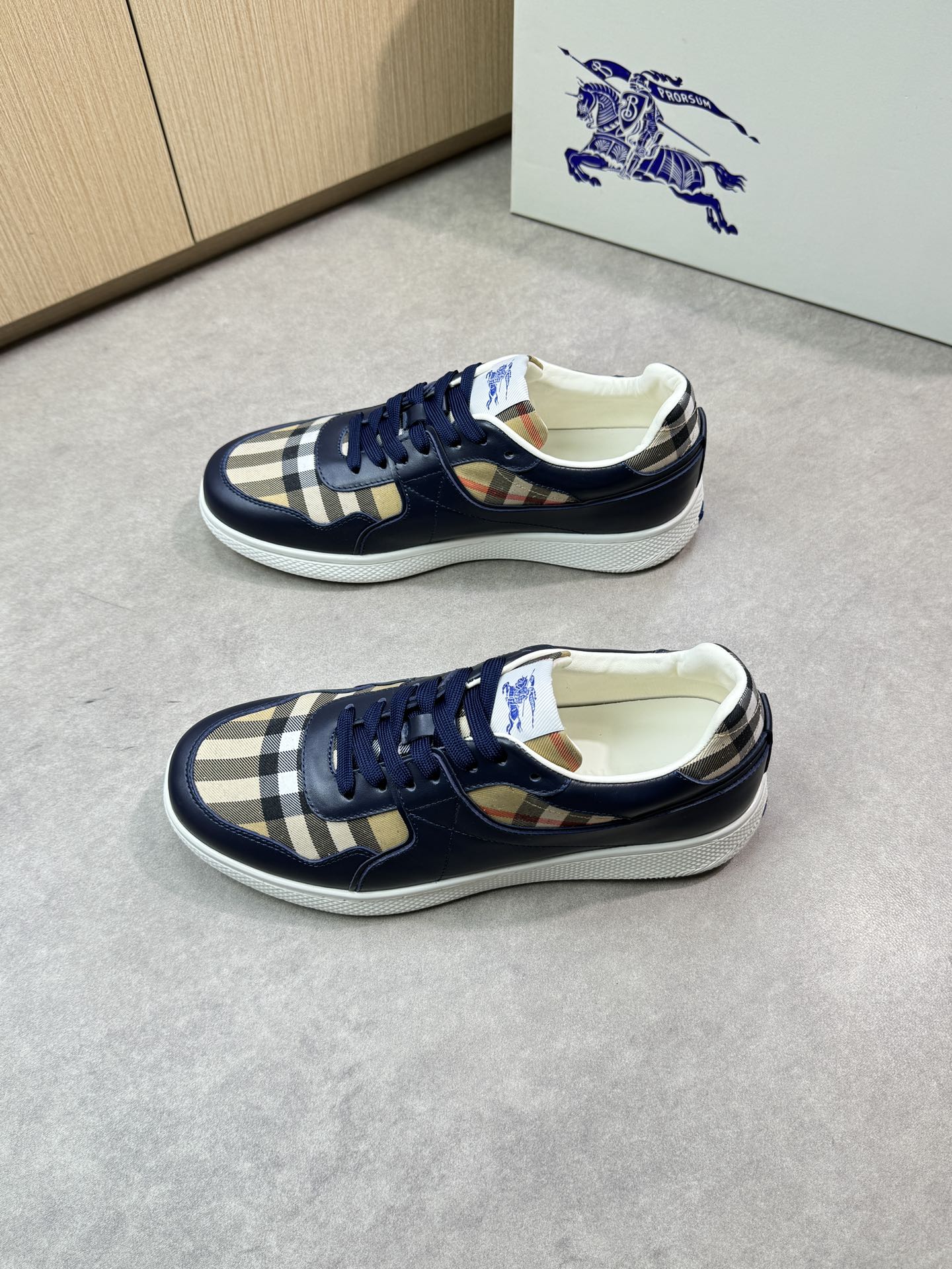 Burberry Men's Leather & Check Canvas Sneakers - Casual & Stylish 4 i1746983018 236 2