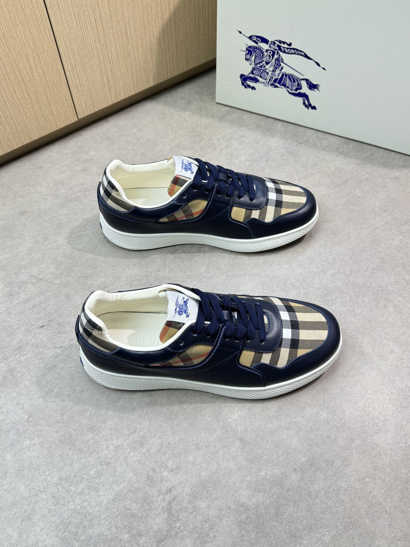 Burberry Men's Leather & Check Canvas Sneakers - Casual & Stylish 2 i1746983018 4982 0