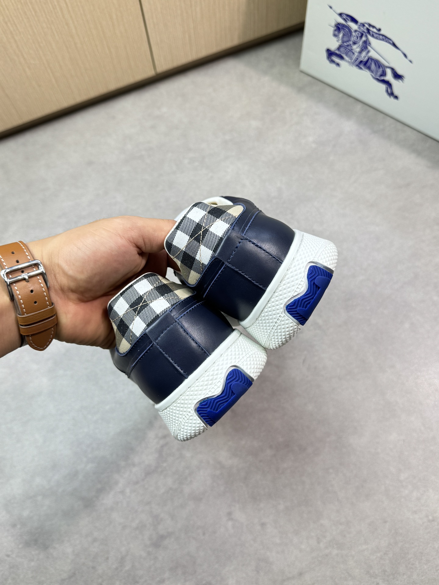 Burberry Men's Leather & Check Canvas Sneakers - Casual & Stylish 9 i1746983018 8770 7