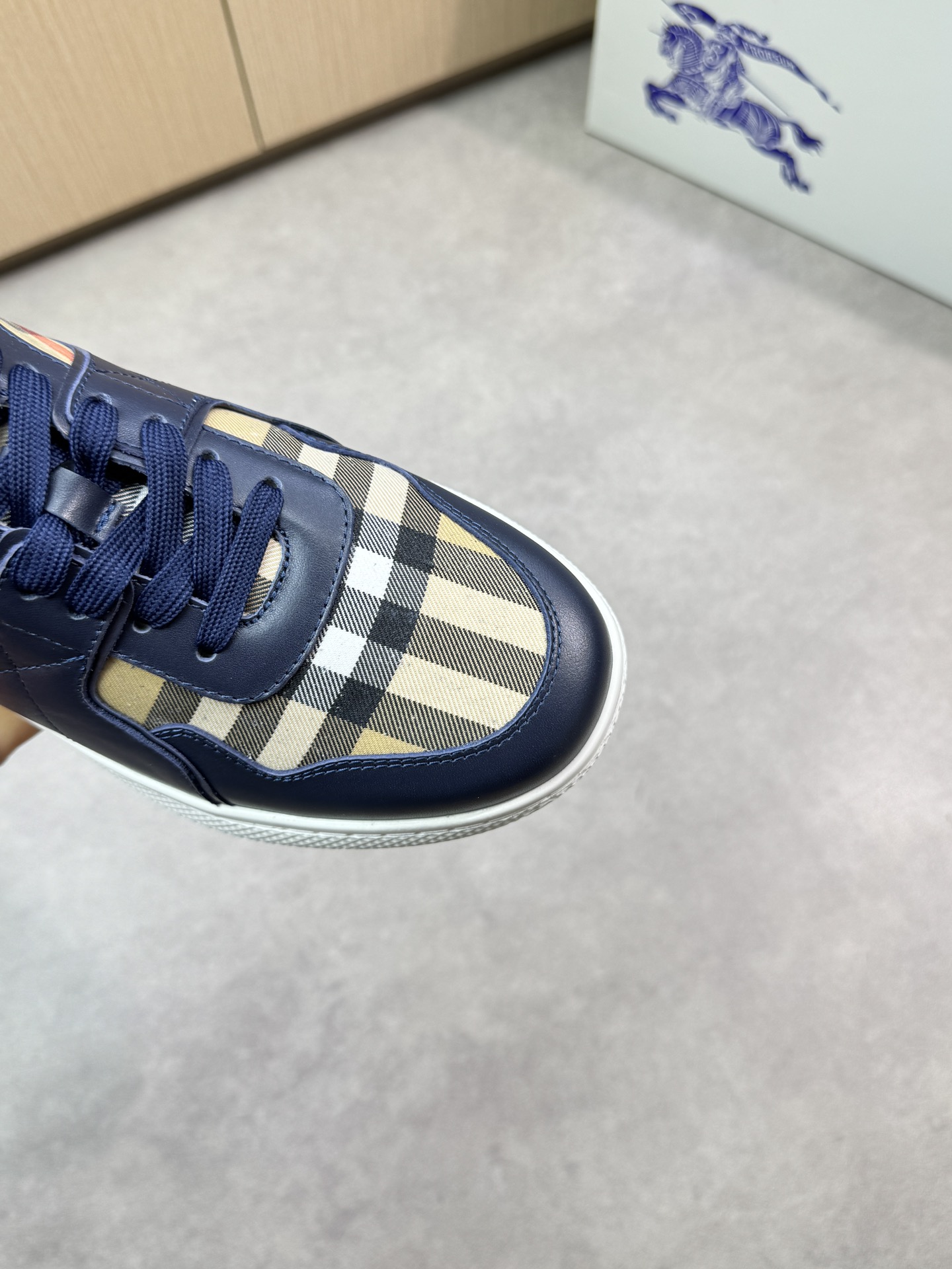 Burberry Men's Leather & Check Canvas Sneakers - Casual & Stylish 7 i1746983018 9014 5