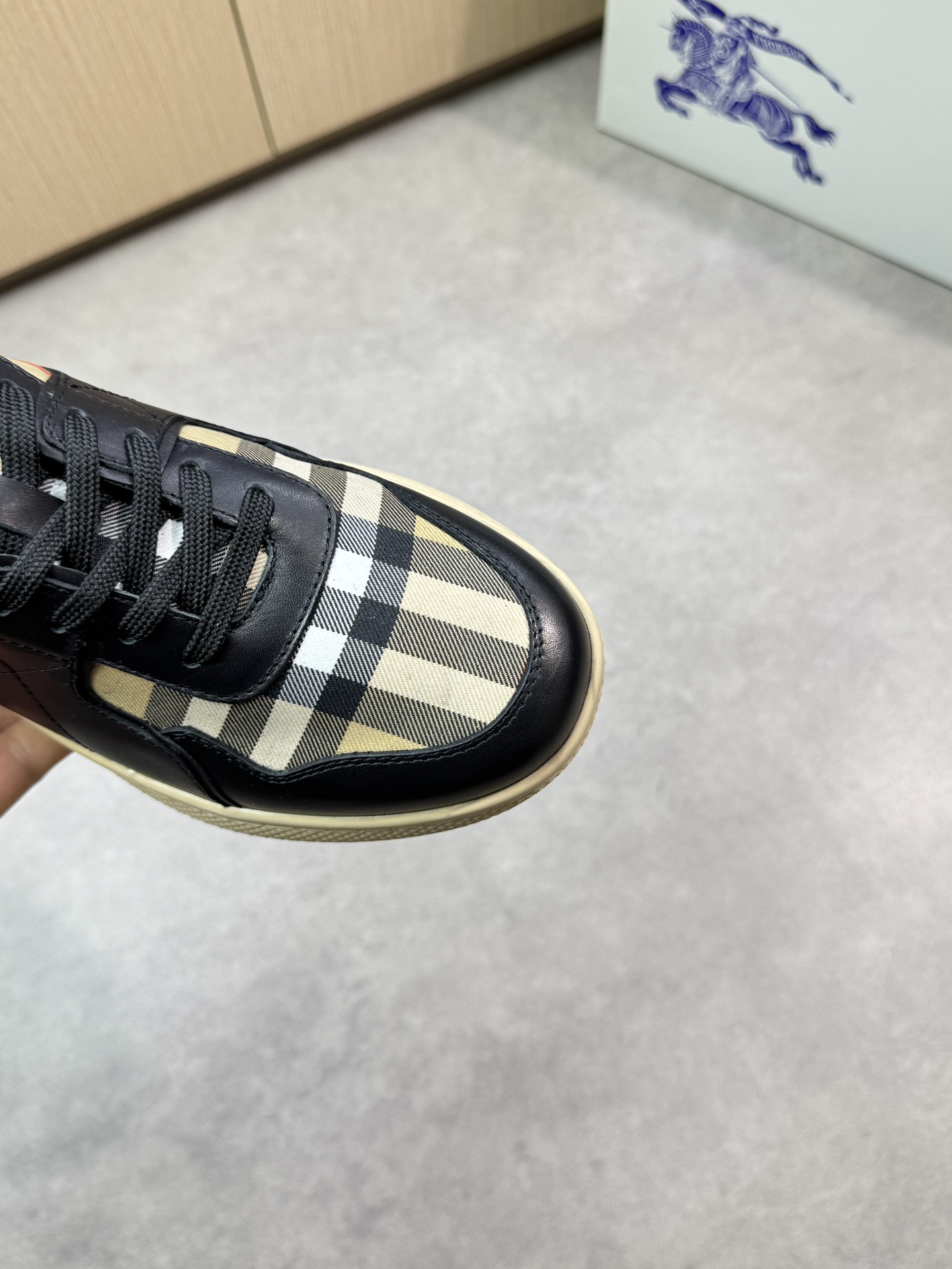 Burberry Men's Leather & Check Fabric Sneakers Casual Lace-Up Shoes 7 i1746983033 9289 5