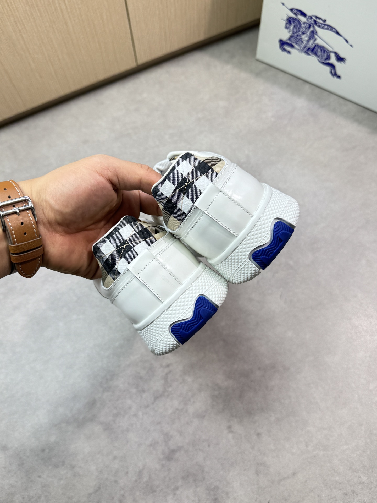 Burberry Men's White Leather Sneakers With Check Pattern, Sizes 38-44 9 i1746983699 4959 7