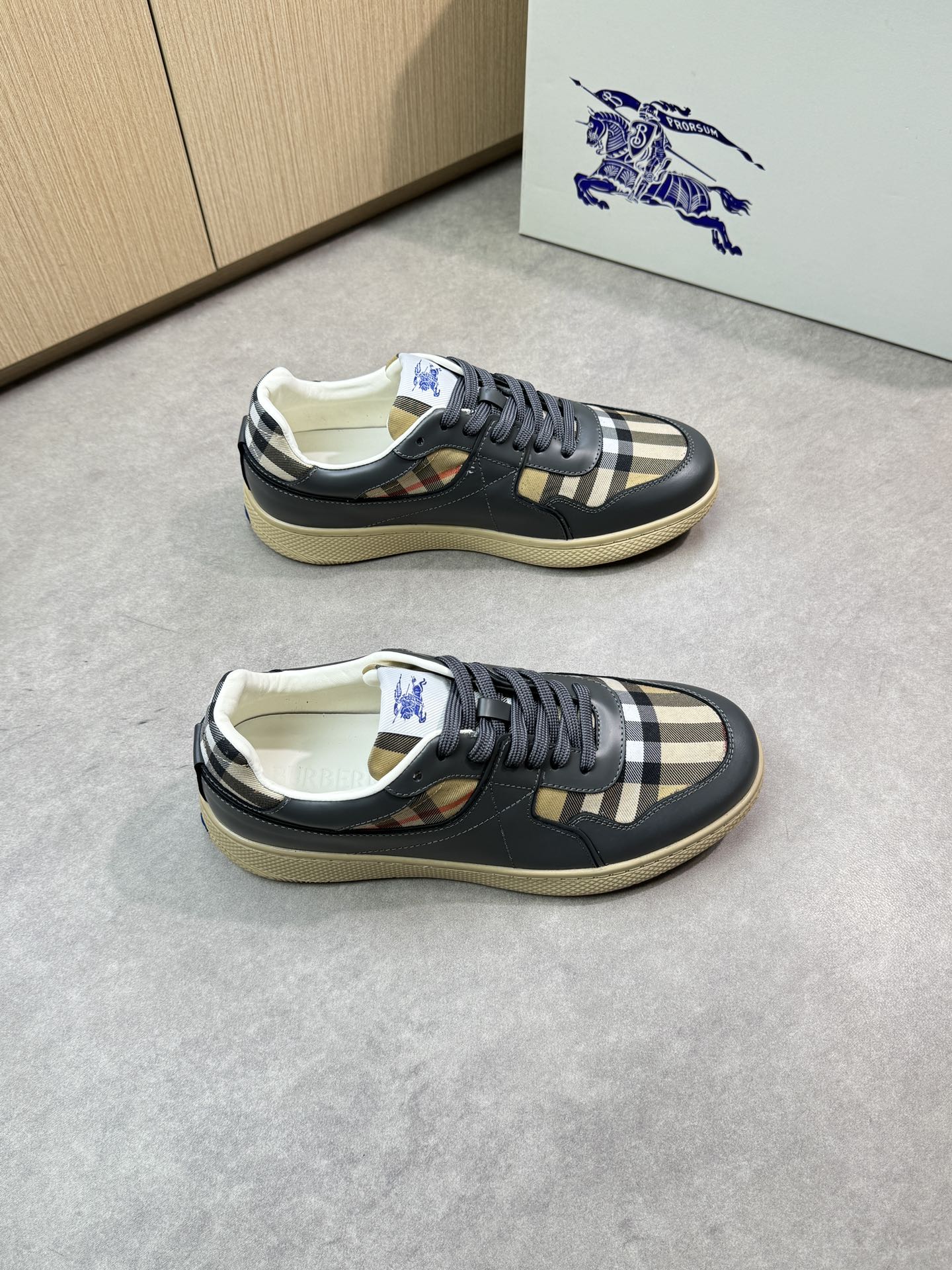 Burberry Men's Leather and Check Casual Sneakers - Classic Style 2 i1746983756 7051 0