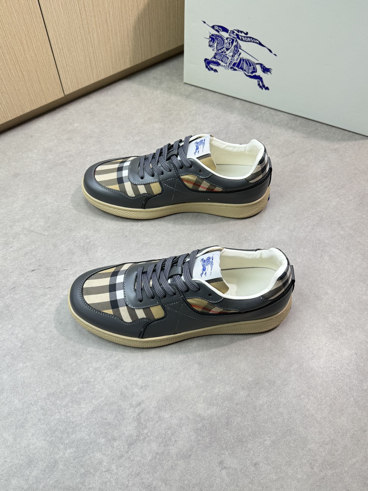 Burberry Men's Leather and Check Casual Sneakers - Classic Style 4 i1746983756 7368 2