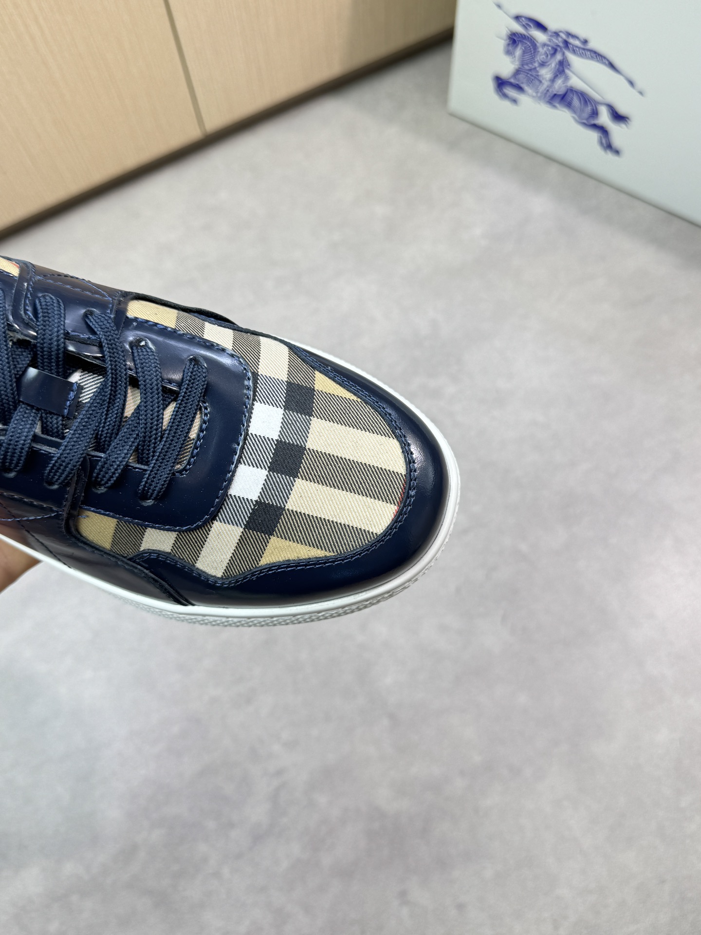 Burberry Men's Leather-Trimmed Check Sneakers, Classic Design 38-44 7 i1746983770 5862 5