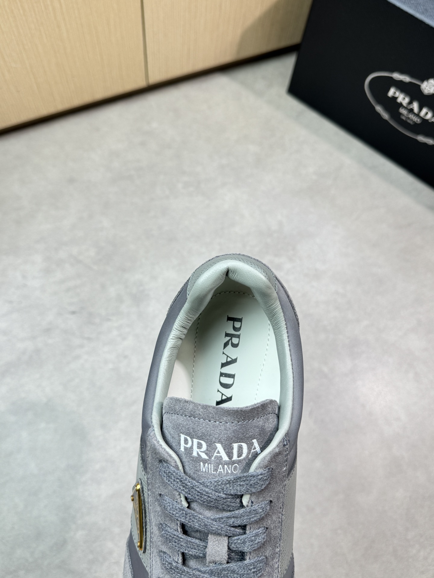 Prada Men's Gray Leather & Suede Lace-Up Sneakers, Sizes 38-44 8 i1746984234 5009 6