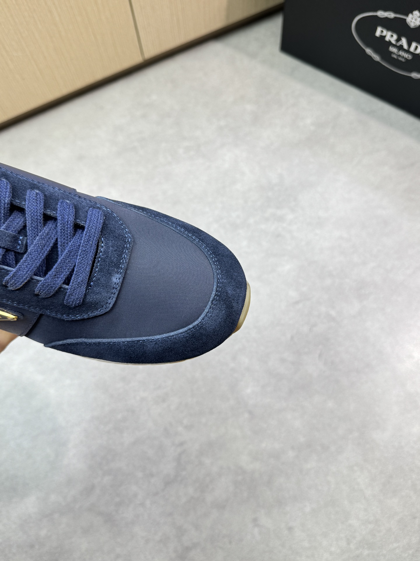 Prada Men's Blue Nappa Leather & Canvas Lightweight Runner Sneakers 7 i1746984287 3533 5